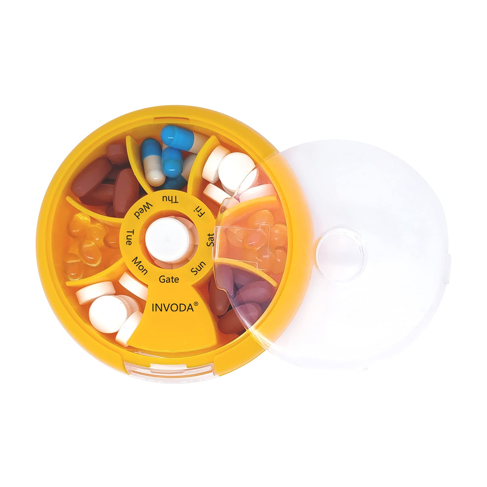 INVODA kit voyage pilules double, rangement pratique pour les voyages.