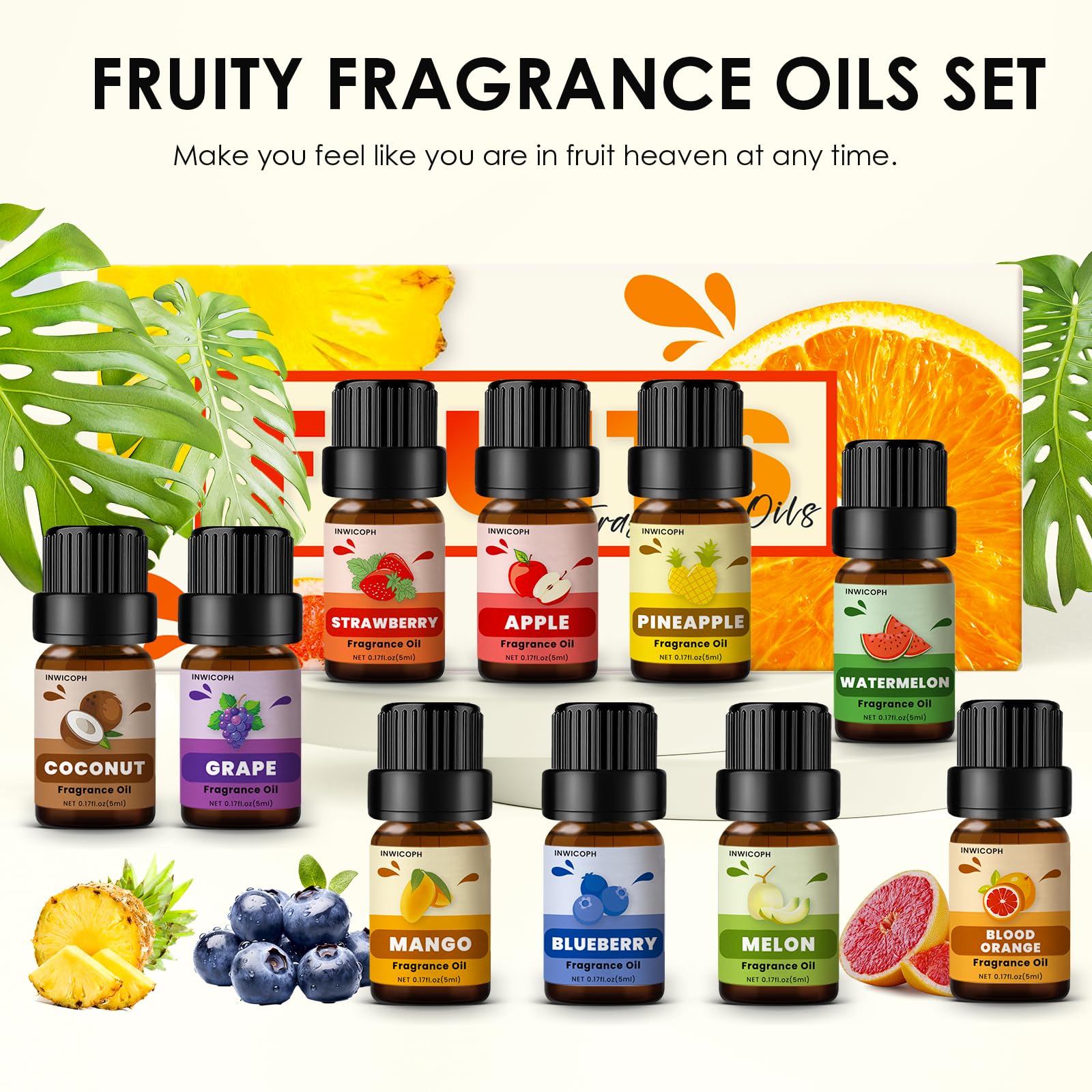 Flacons INWICOPH 5 ml, accès rapide aux parfums fruités pour bricolage.