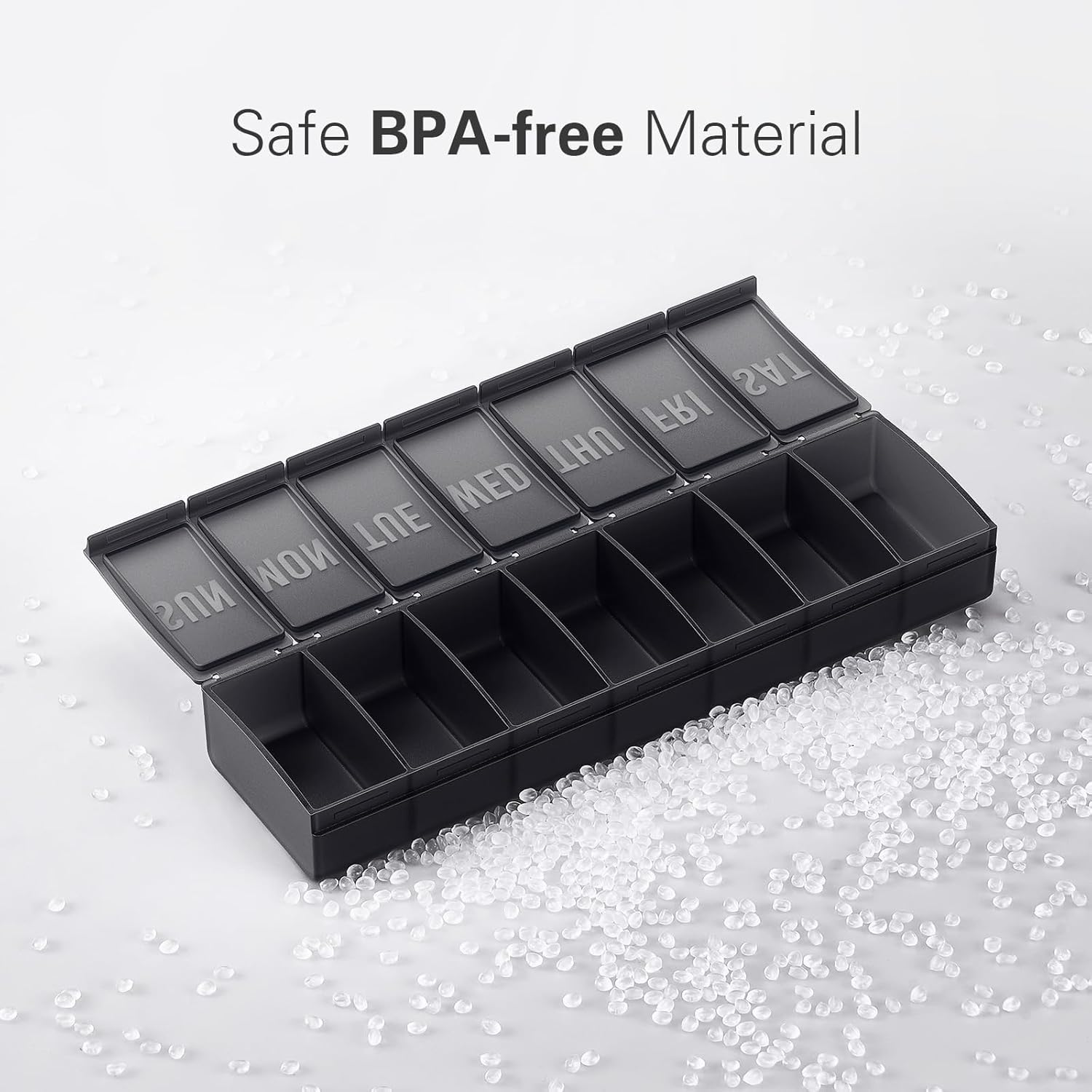 INZOO Matériau sans BPA garantissant un stockage sûr des pilules.