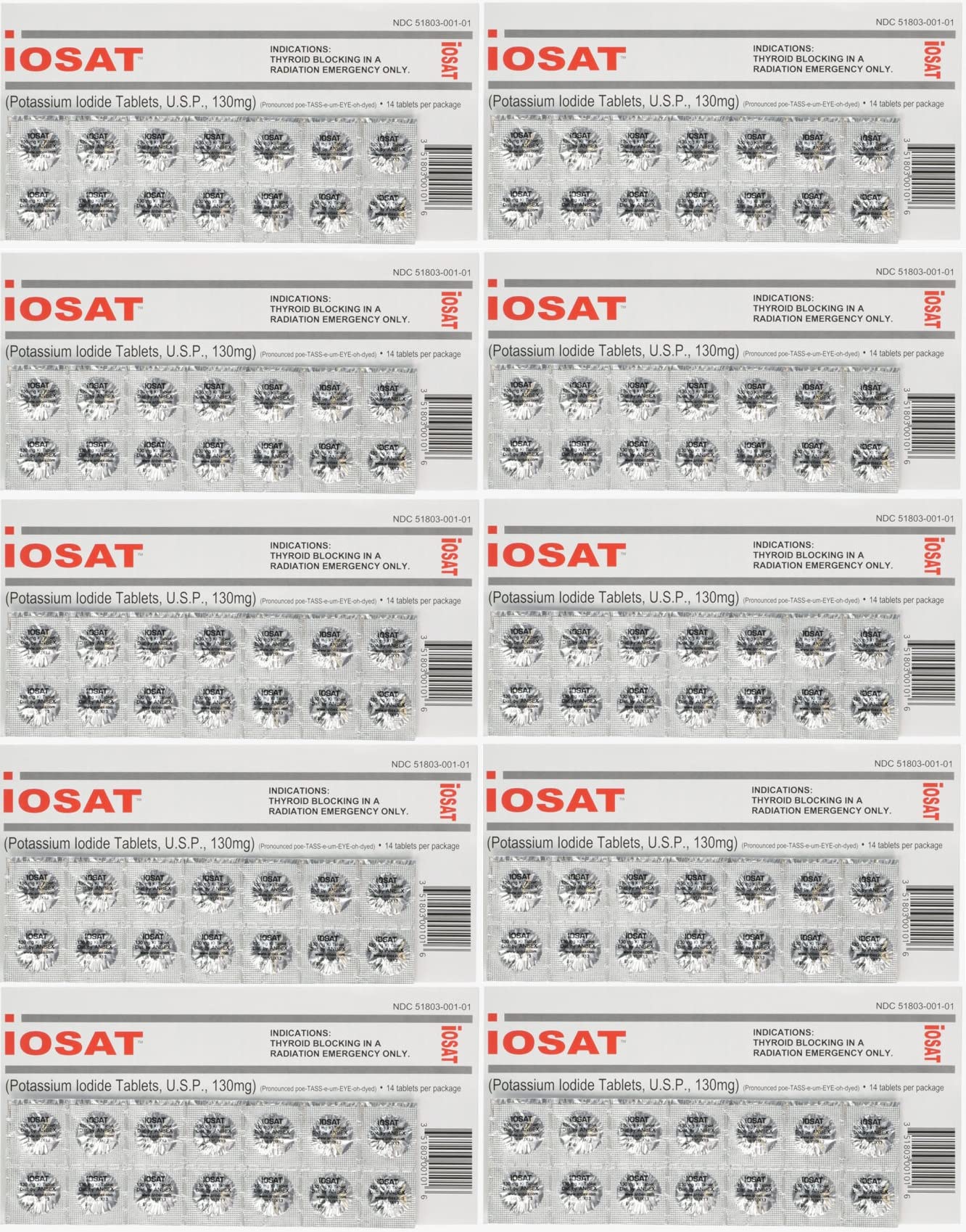 IOSAT tablettes iodure potassium 130 mg, 14 comprimés par boîte, usage d’urgence radiologique potentiel