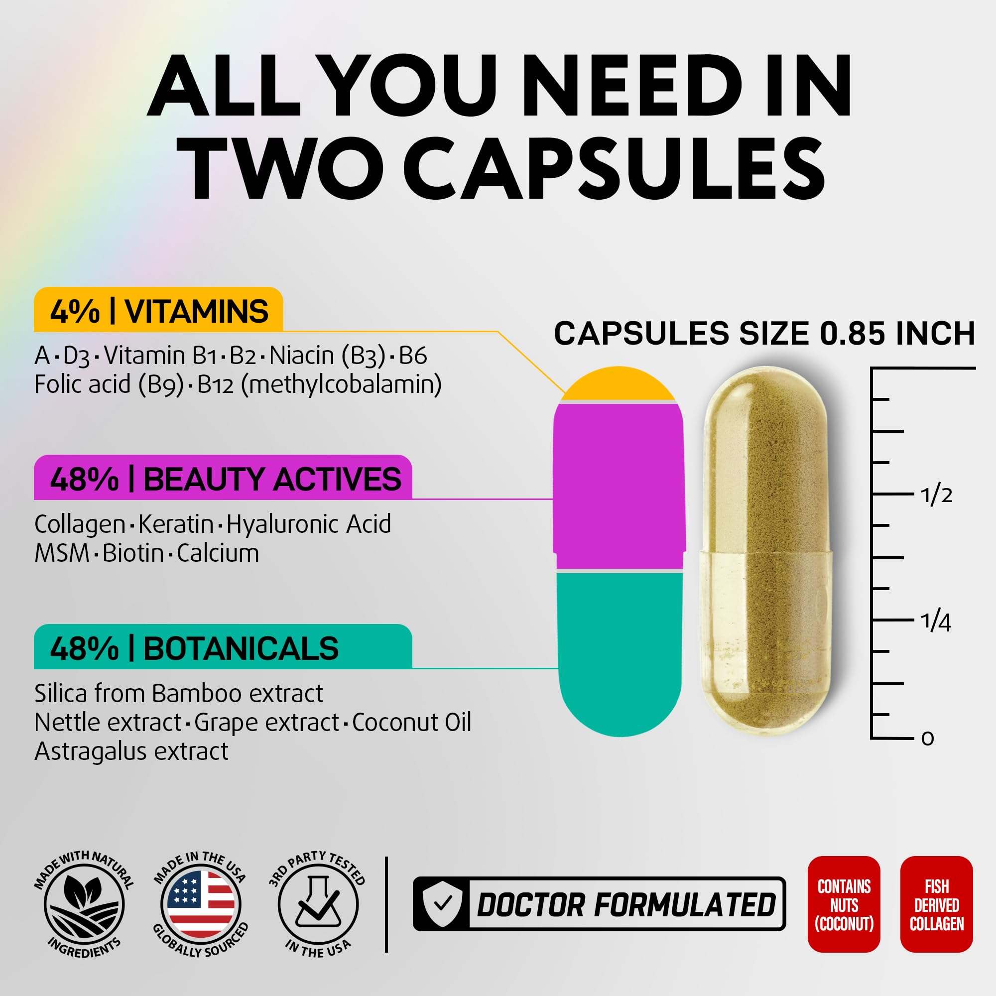 IQ BIOLOGY Biotine - capsules sur étui, utilisation simple pour cheveux et ongles.
