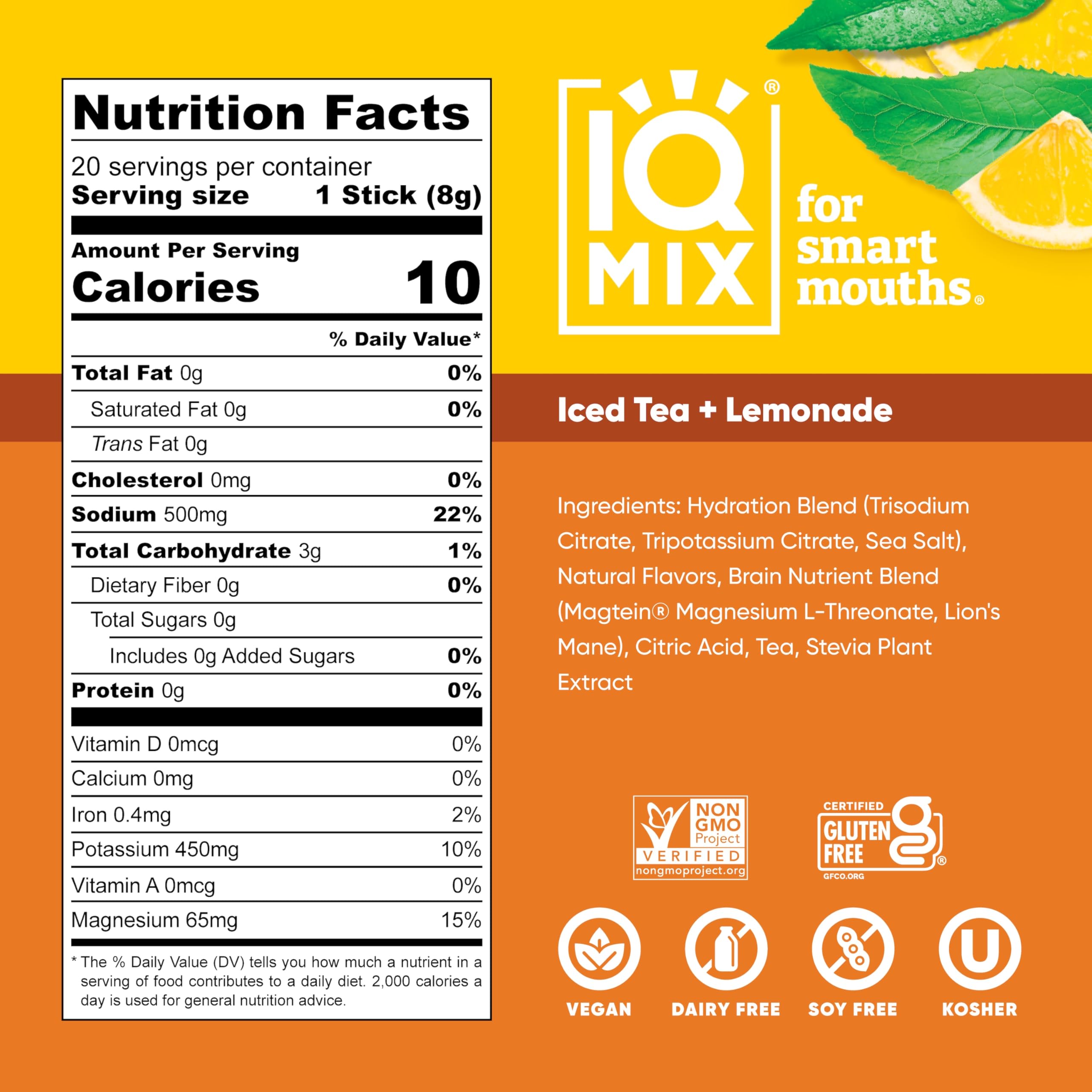 IQMIX gout thé glacé citron, saveur rafraîchissante et revitalisante.