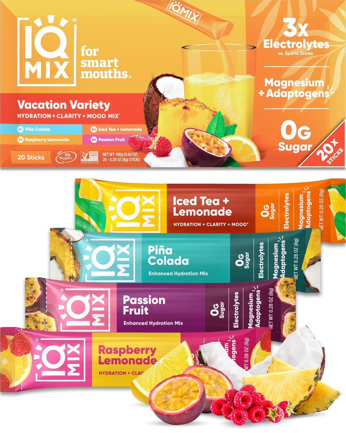IQBAR IQMIX sachet d'hydratation facilitant énergie et concentration potentielles.