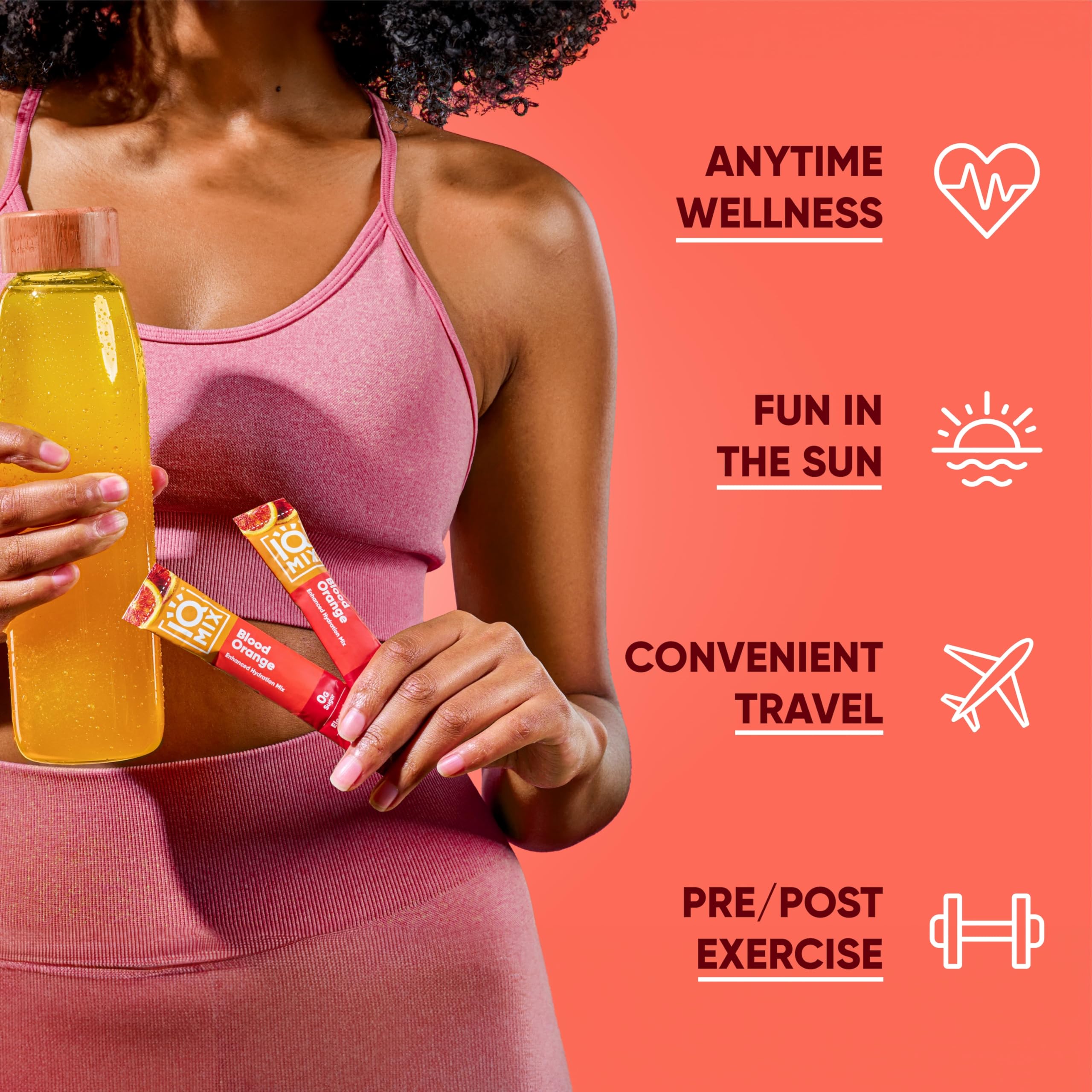IQMIX sachet transportable, idéal pour le travail et le sport.