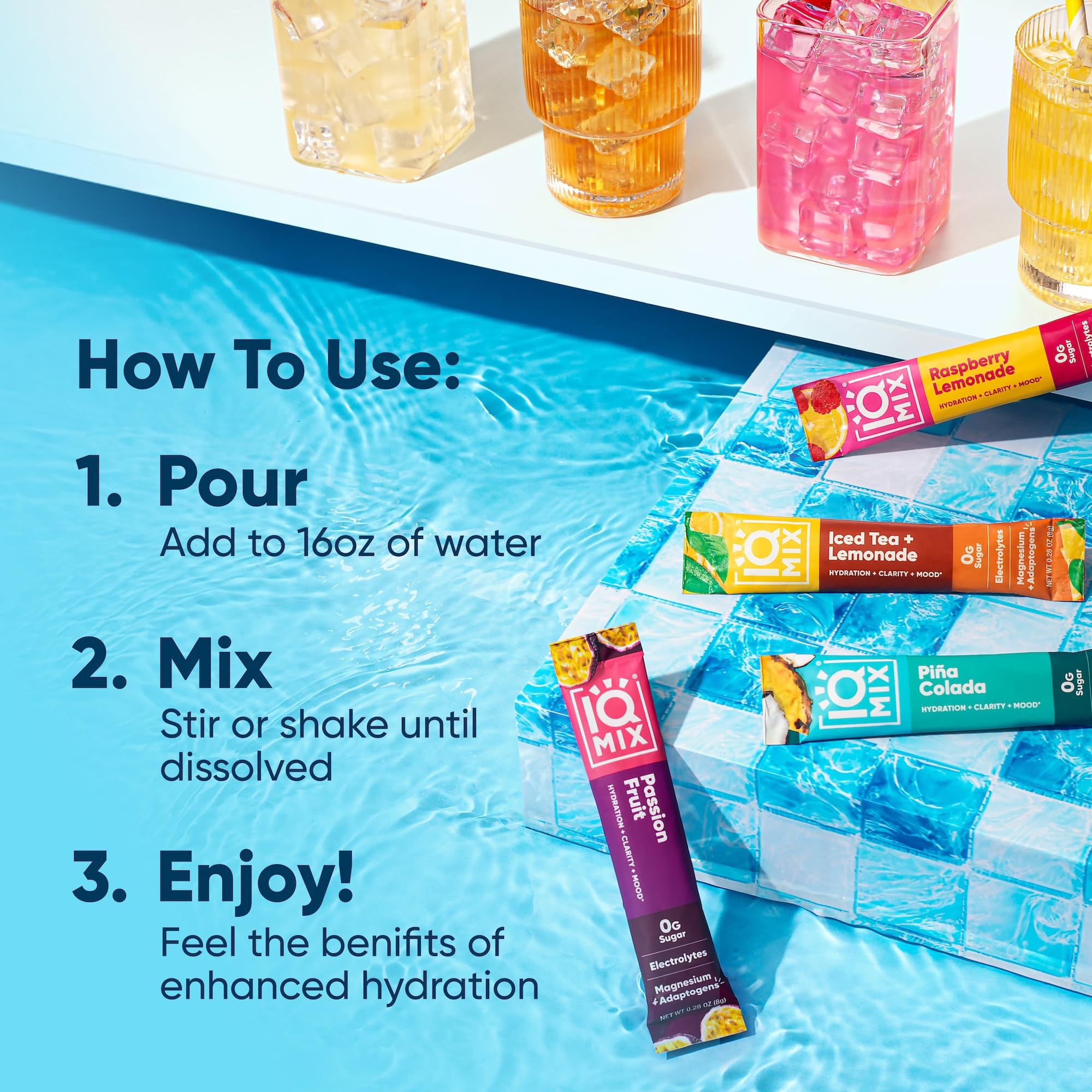 IQBAR IQMIX variété de saveurs pour rester hydraté et concentré.