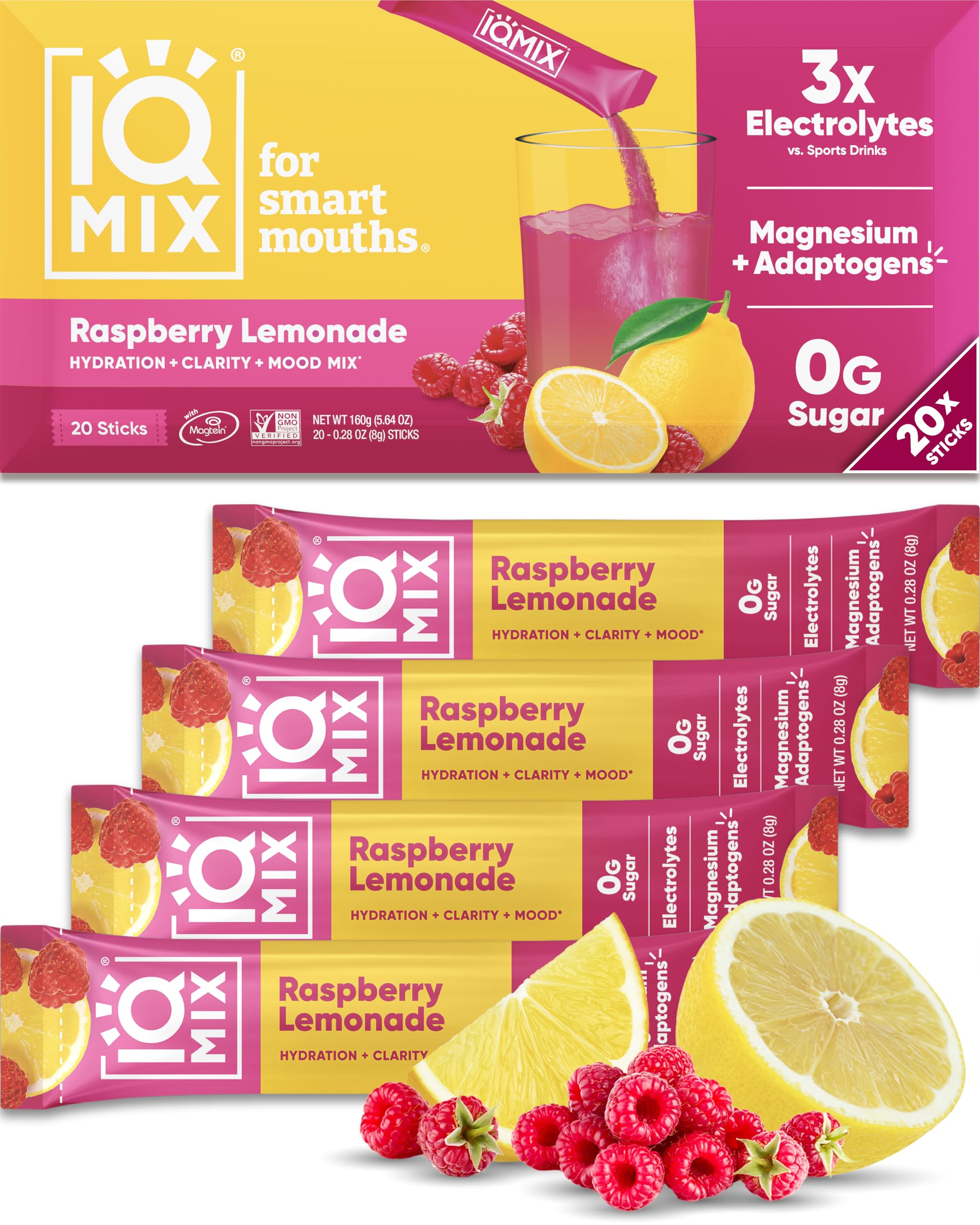IQMIX hydratation poudre framboise citron, rafraîchissement après l’effort.