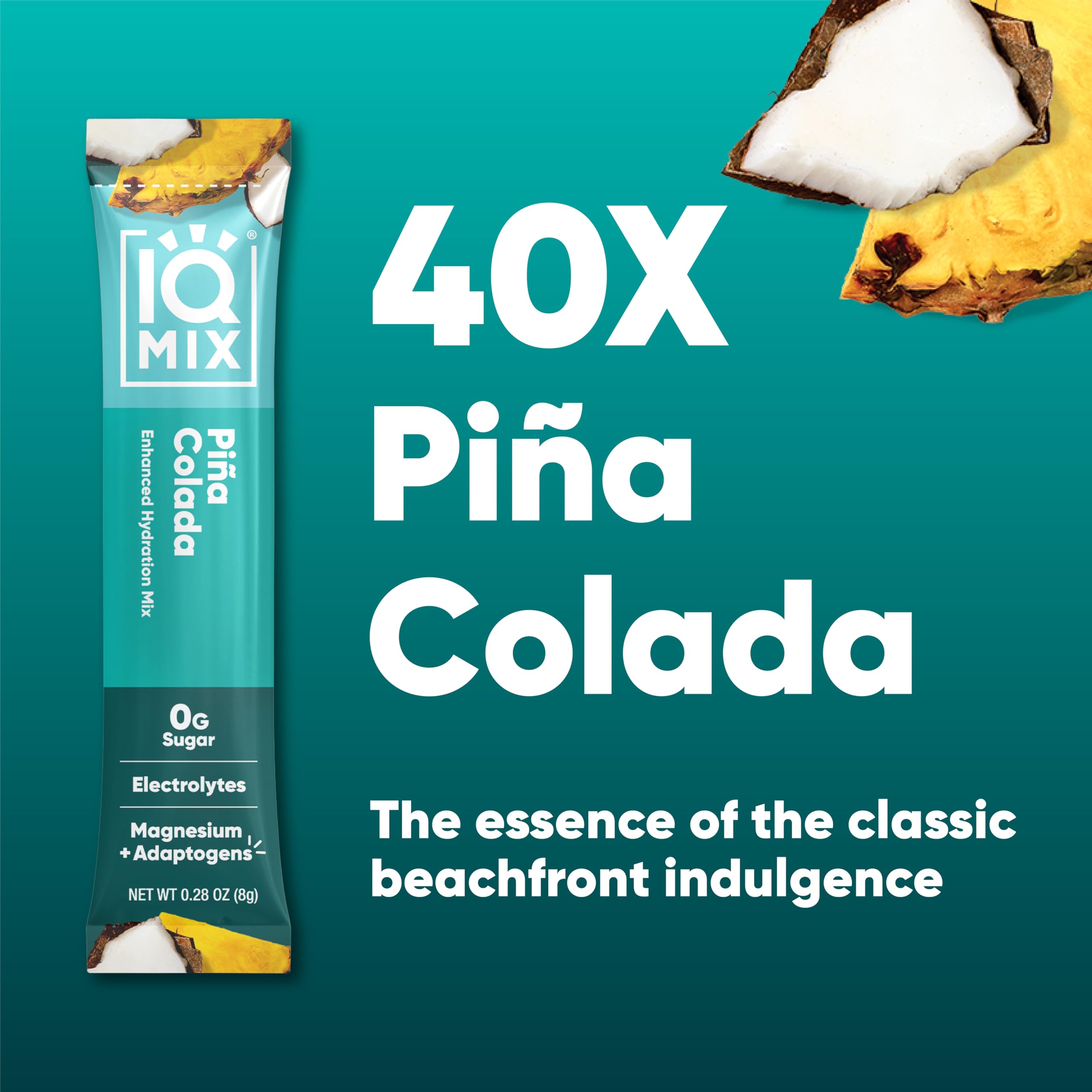 IQMIX Sachets électrolyte Pina Colada, pratique en poche pour rester hydraté en déplacement.