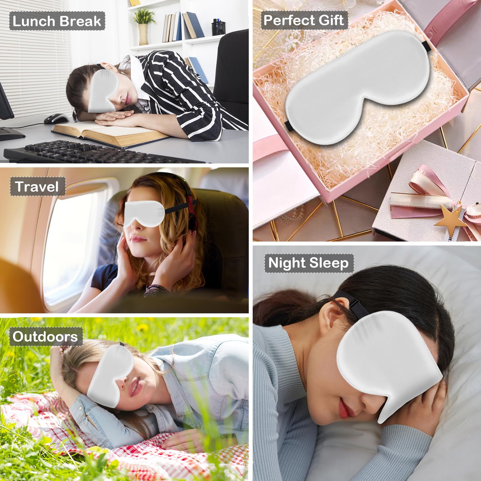 iRboWou masque sommeil en soie – bloque efficacement la lumière autour du contour