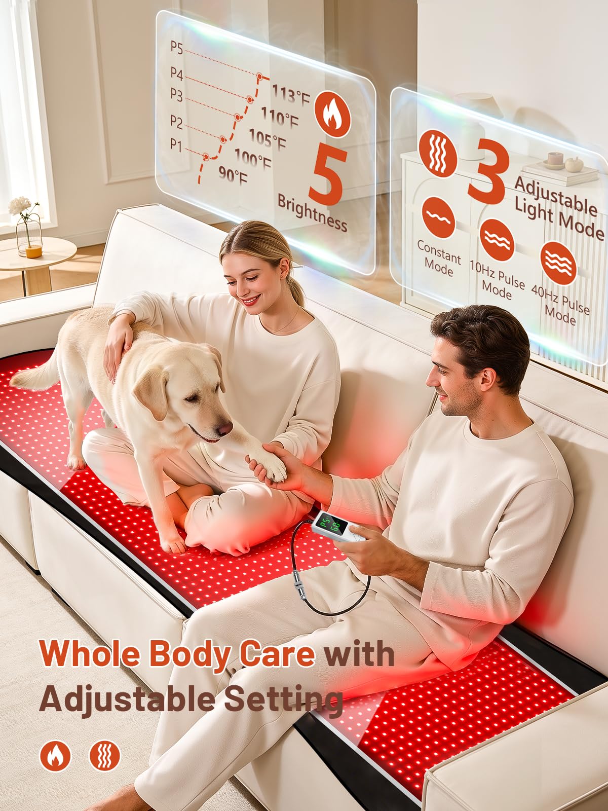 IRELEX Tapis luminothérapie rouge – dual-wave 660 nm et 850 nm pour détente