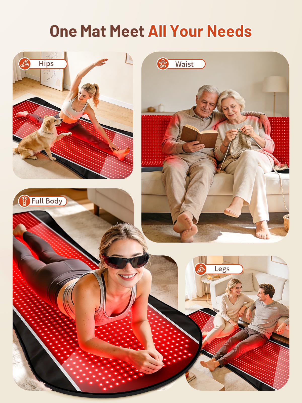 IRELEX Tapis luminothérapie rouge – lunettes incluses pour séance sécurisée