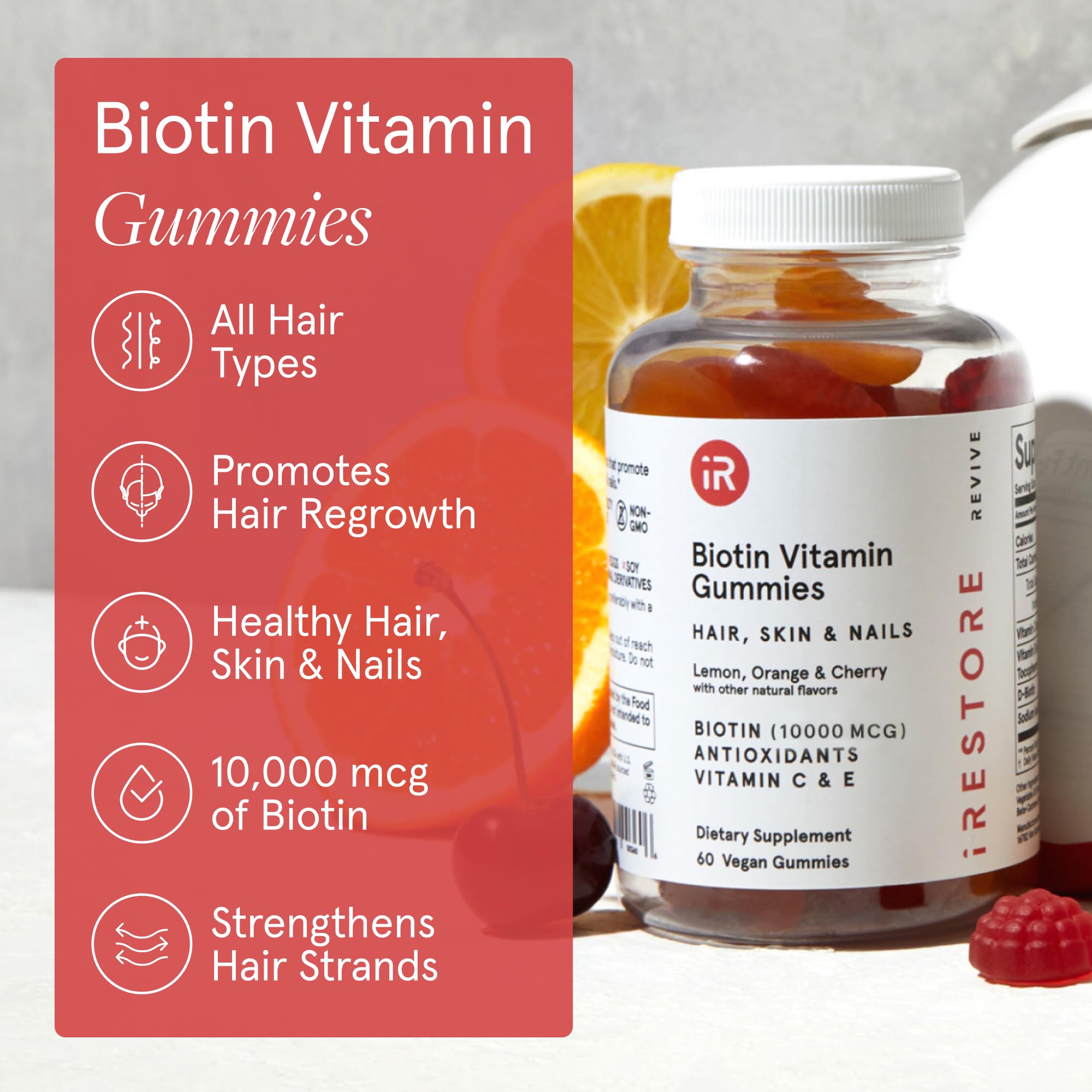 iRestore Gummy bouteille: bouchon facile et utilisation quotidienne confortable.