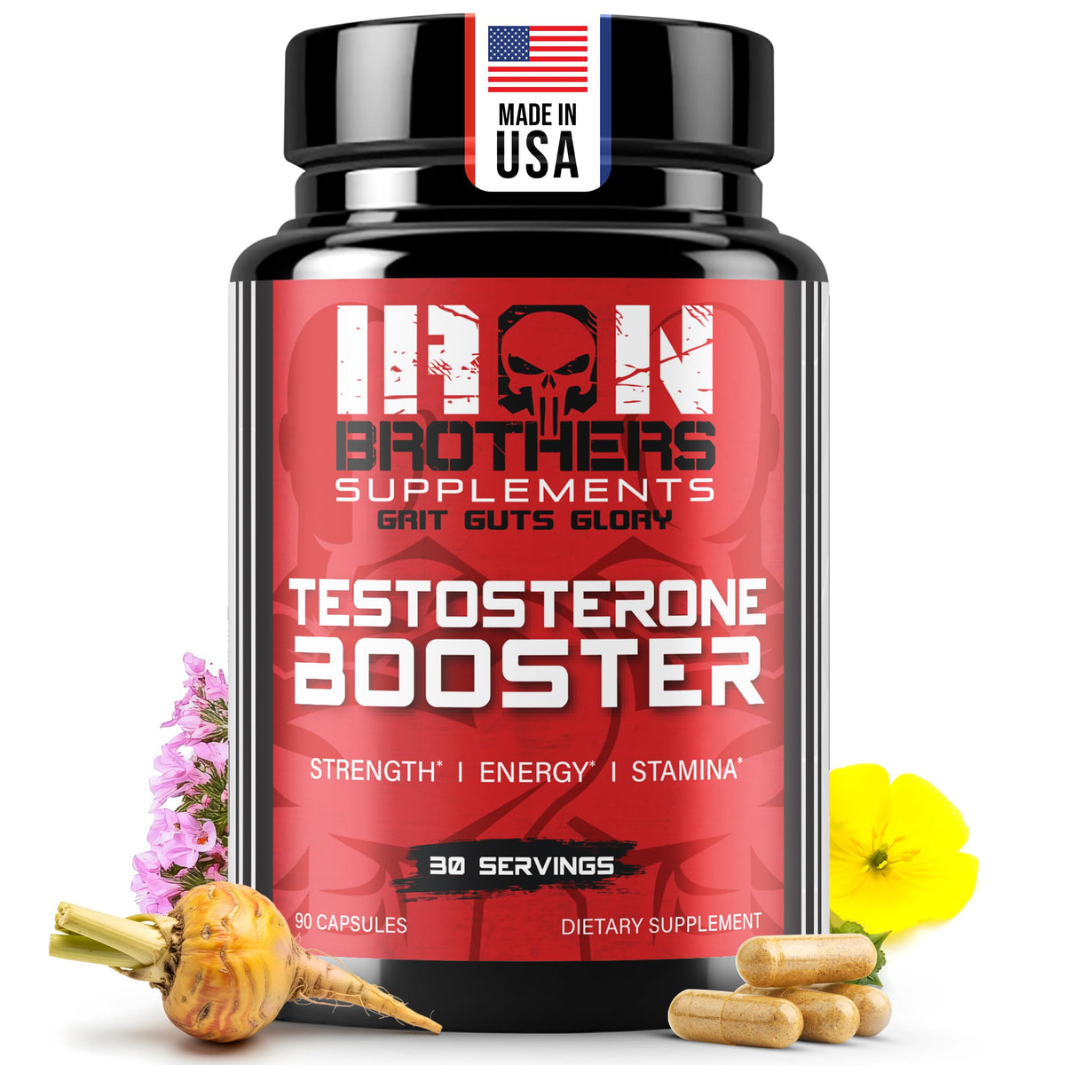 Iron Brothers Suppéments Testostérone Support – Bouteille: énergie durable pour l'entraînement