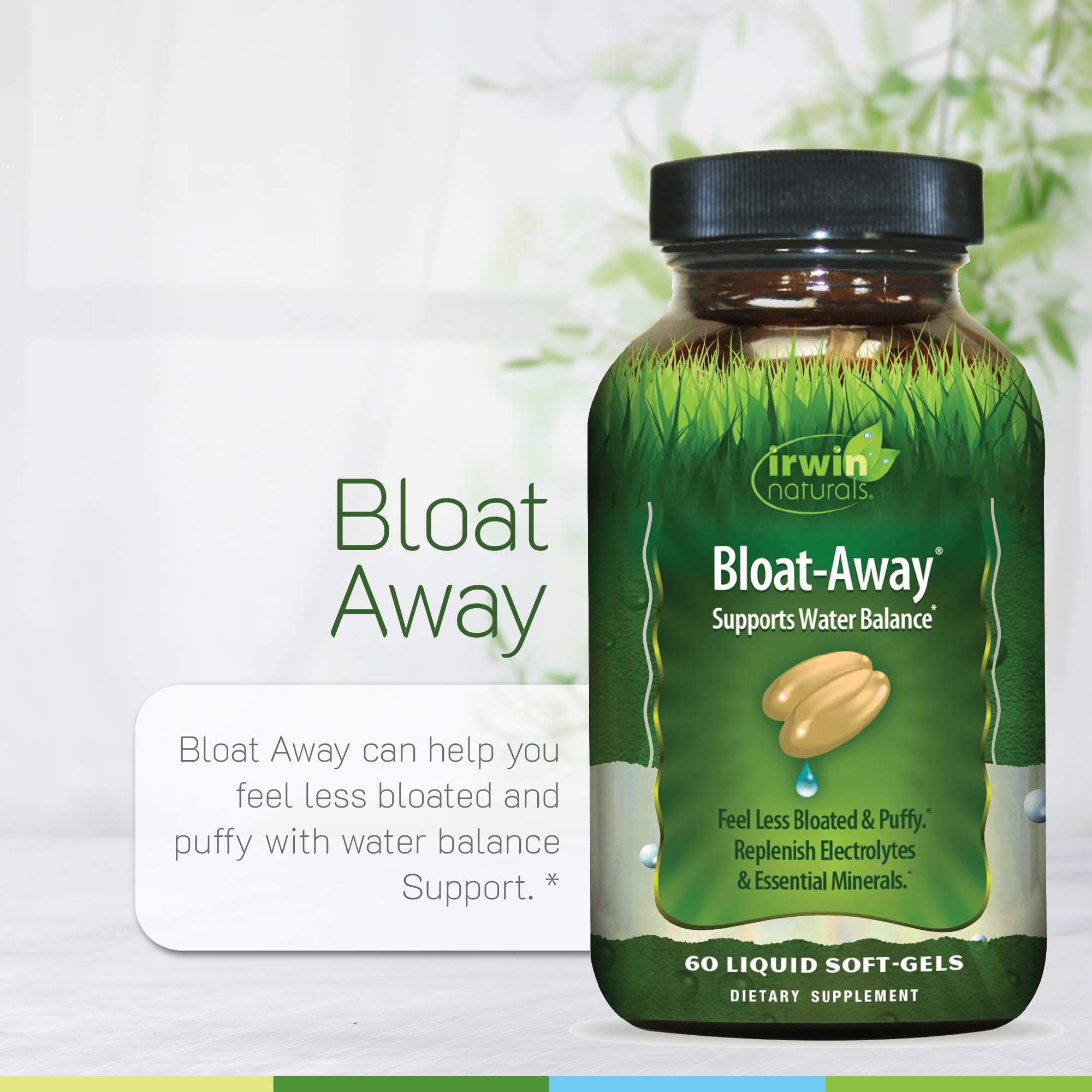 Irwin Naturals Bloat-Away, composition botanique incluant canneberge, pissenlit et genièvre