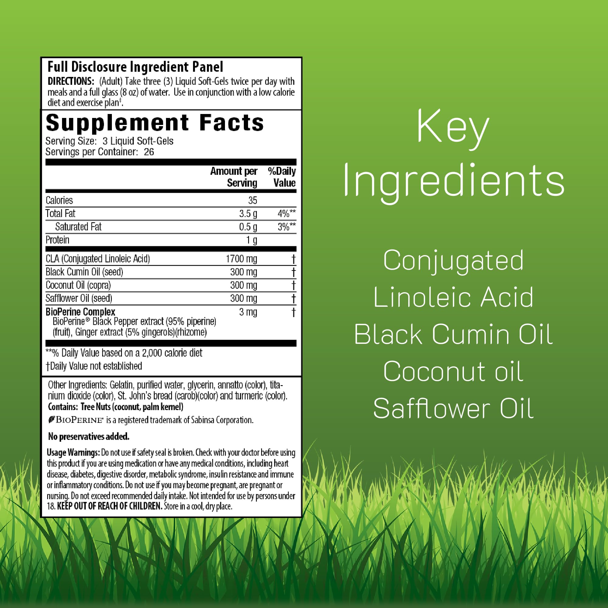 CLA Irwin Naturals délivrance optimisée avec bio-perine pour meilleure absorption.
