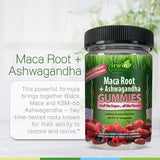 Ingrédients-clés Maca et Ashwagandha illustrés sur l’emballage
