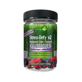 Gommes Stress-Defy d Irwin Naturals près de la bouteille, soutien potentiel au calme et à la clarté mentale.