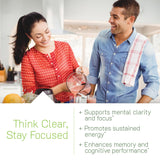 Étiquette du flacon Irwin Naturals Healthy Brain All-Day Focus et ingrédients clés.