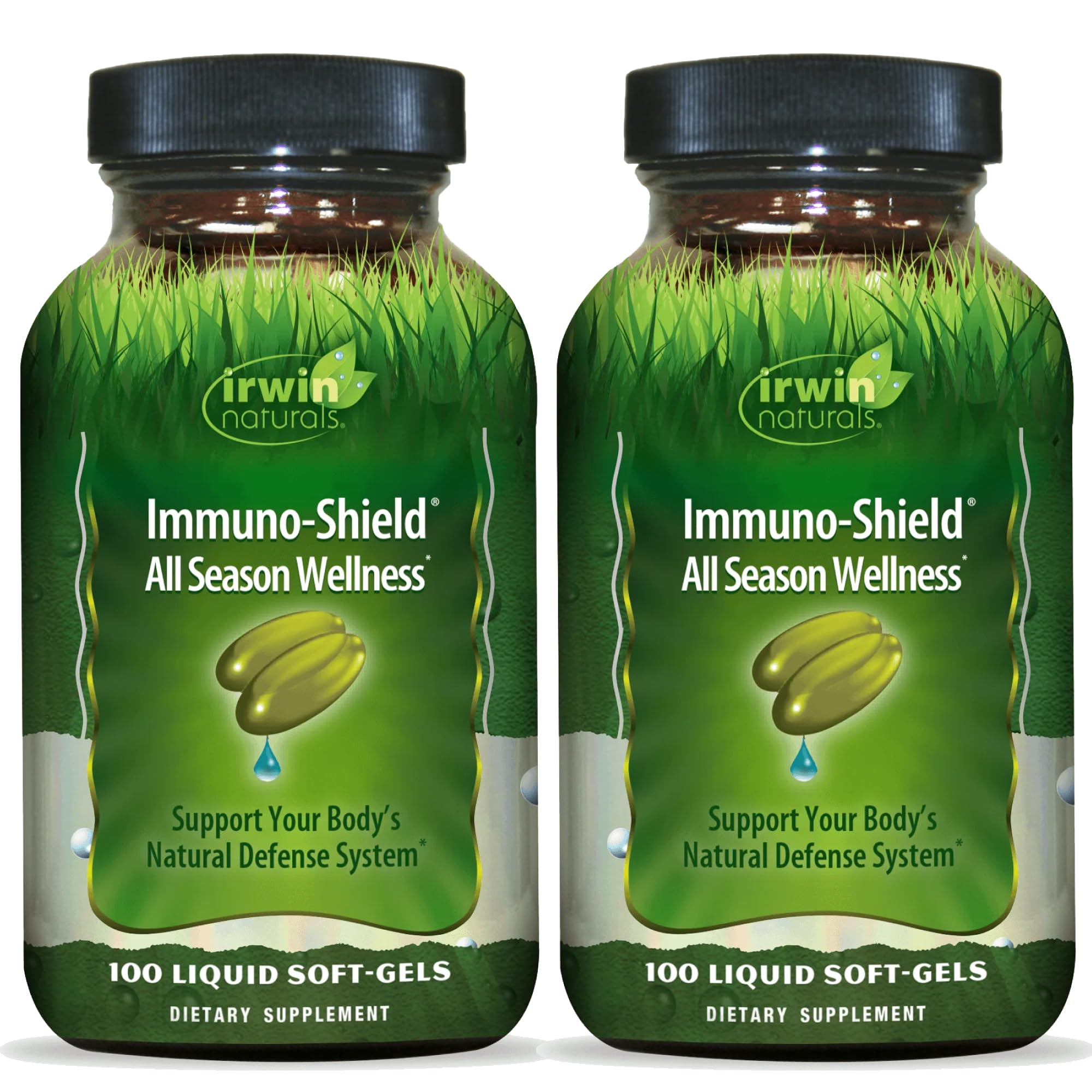 Bouteille Immuno-Shield d'Irwin Naturals, soutien immunitaire pratique au quotidien.