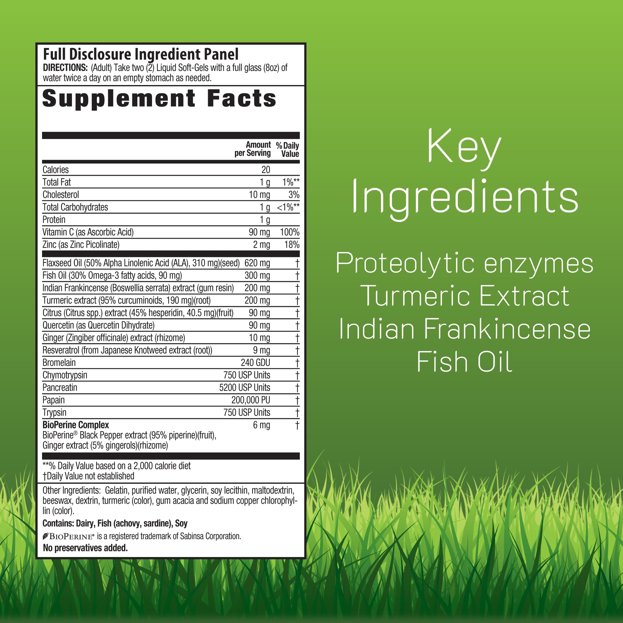 Étiquette nette d’Inflamma-Less montrant le nom de la marque et les bénéfices clés