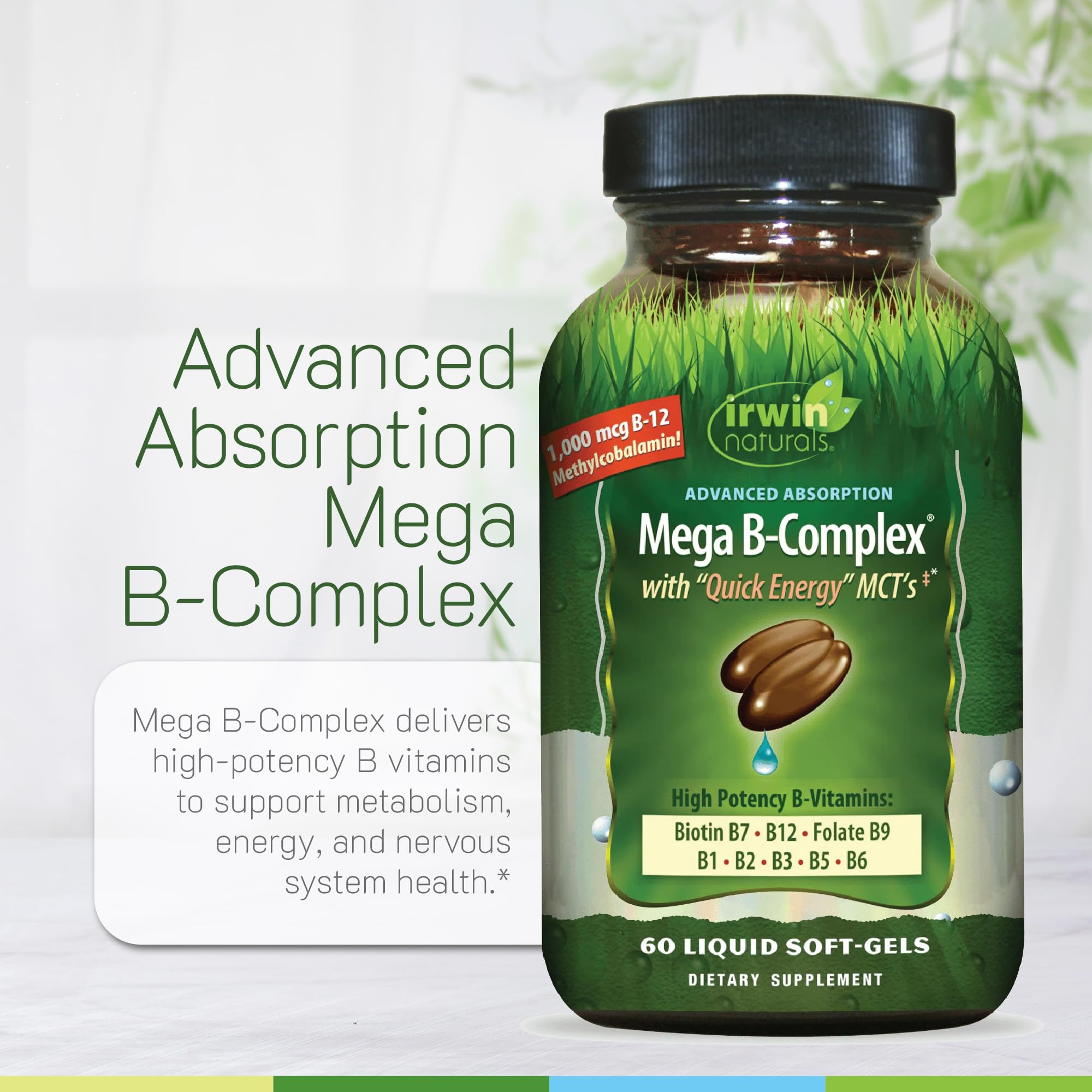 B-Complex avec B1 à B12 pour soutenir le métabolisme dans Irwin Naturals