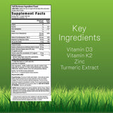 Irwin Naturals Mega D3 & K2 Turmeric — Gélules liquides faciles à avaler et absorption rapide.