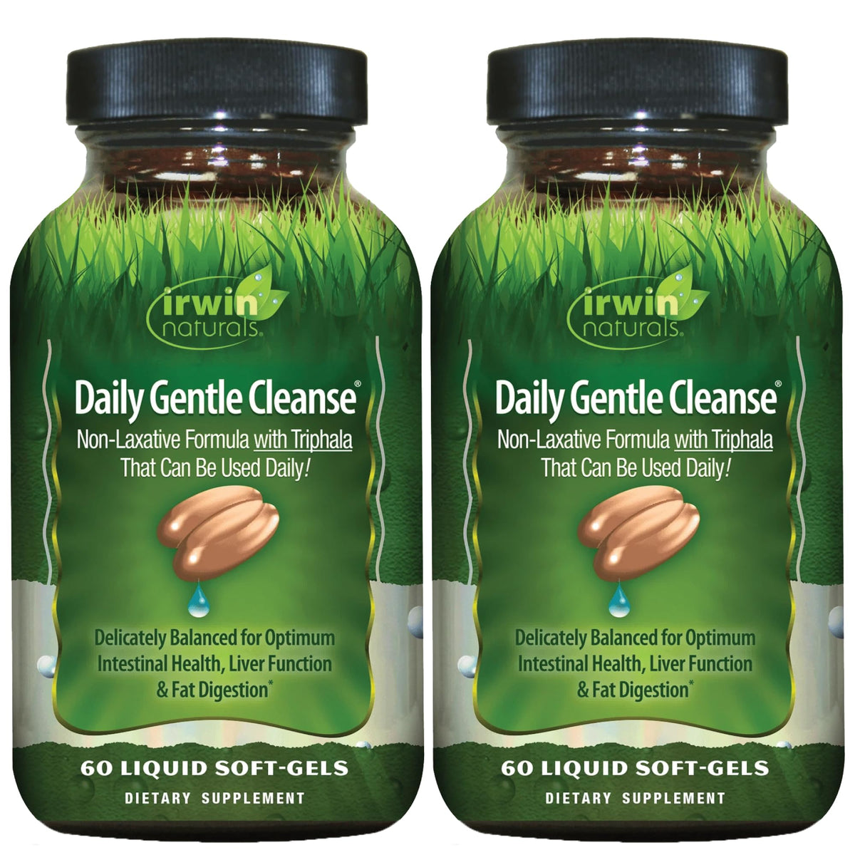 Irwin Naturals Daily Gentle Cleanse, bouteille visible, soutien digestif doux.