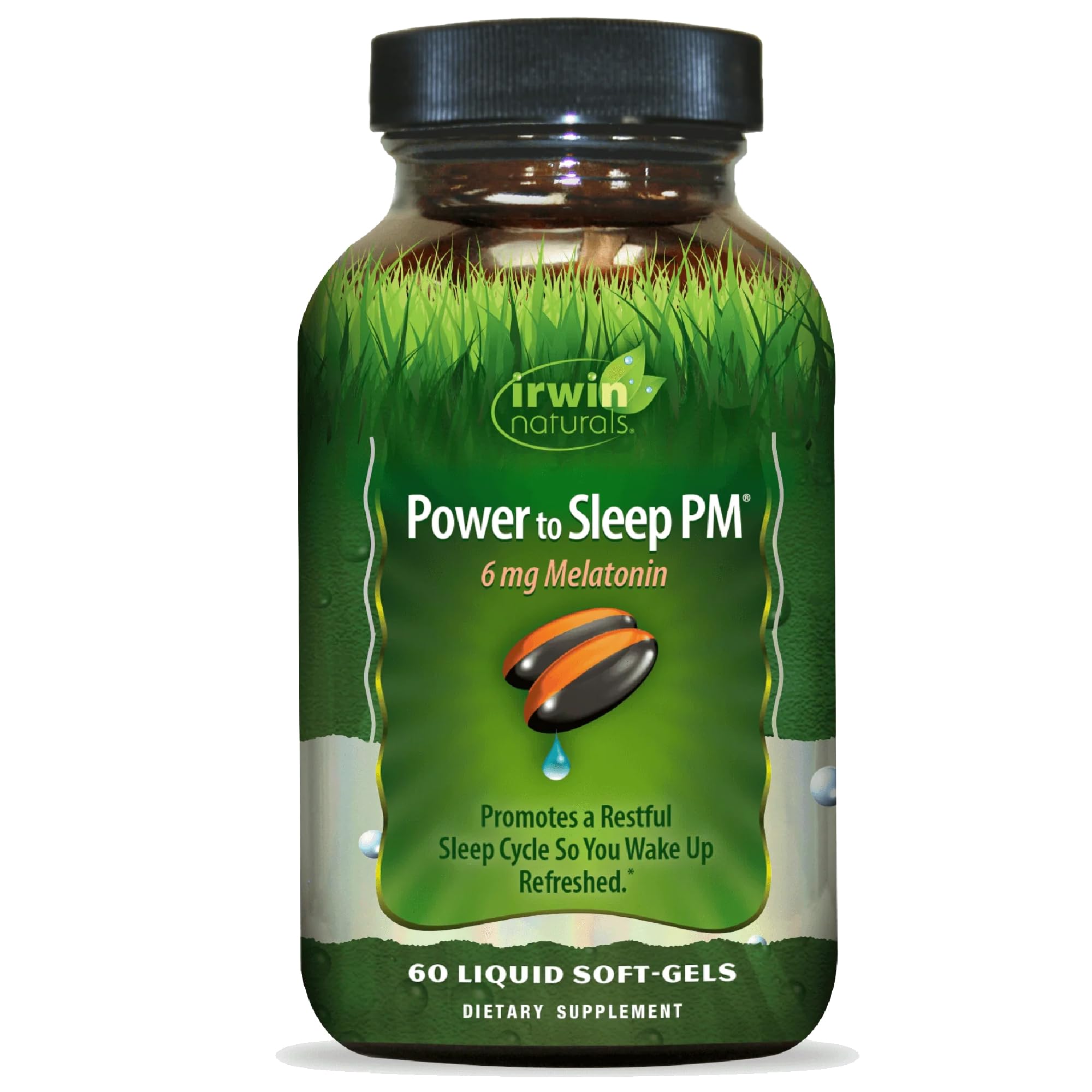 Irwin Naturals Power to Sleep PM — bouteille prête pour un rituel nocturne relaxant.