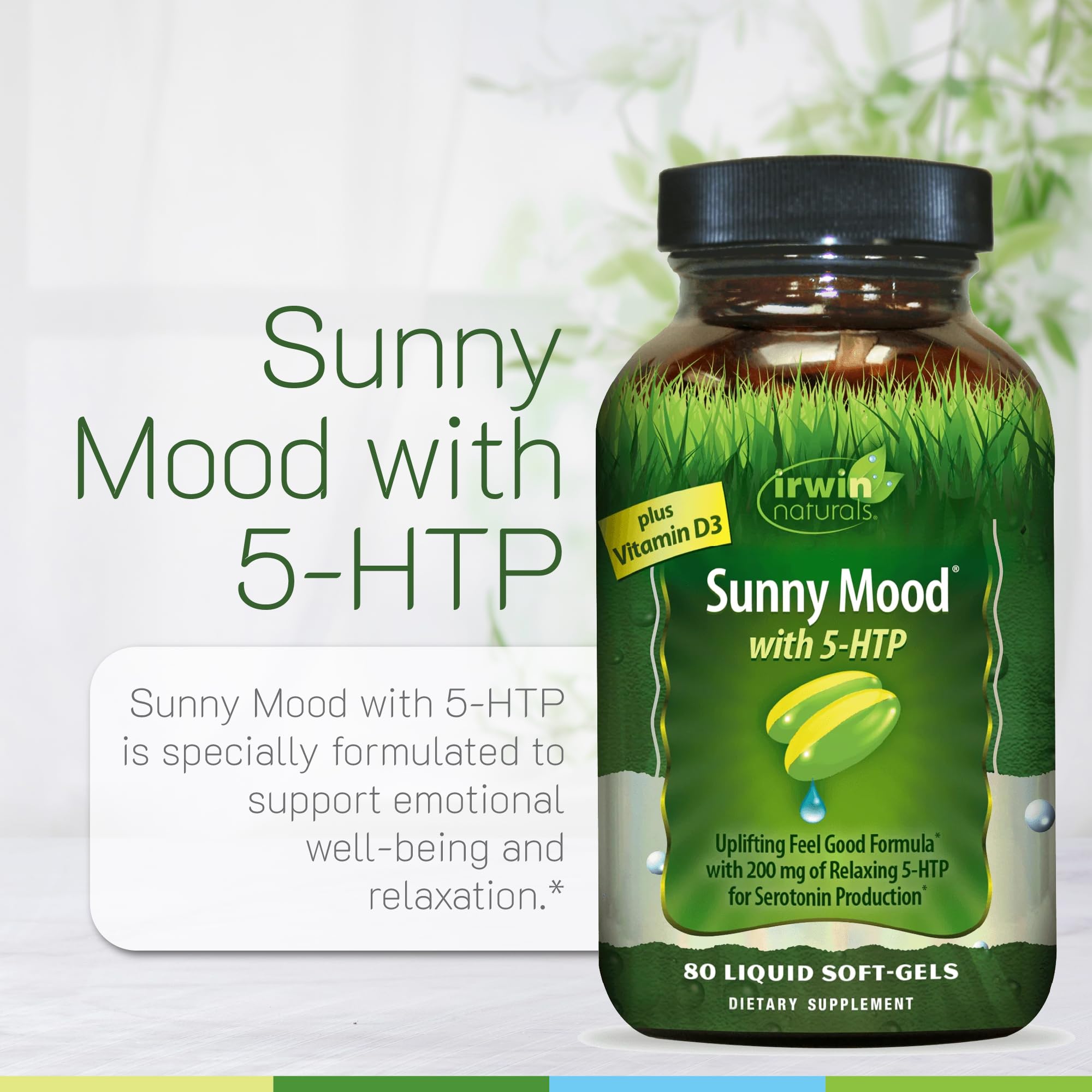Irwin Naturals Sunny Mood – gelules prêtes pour une routine quotidienne réconfortante.