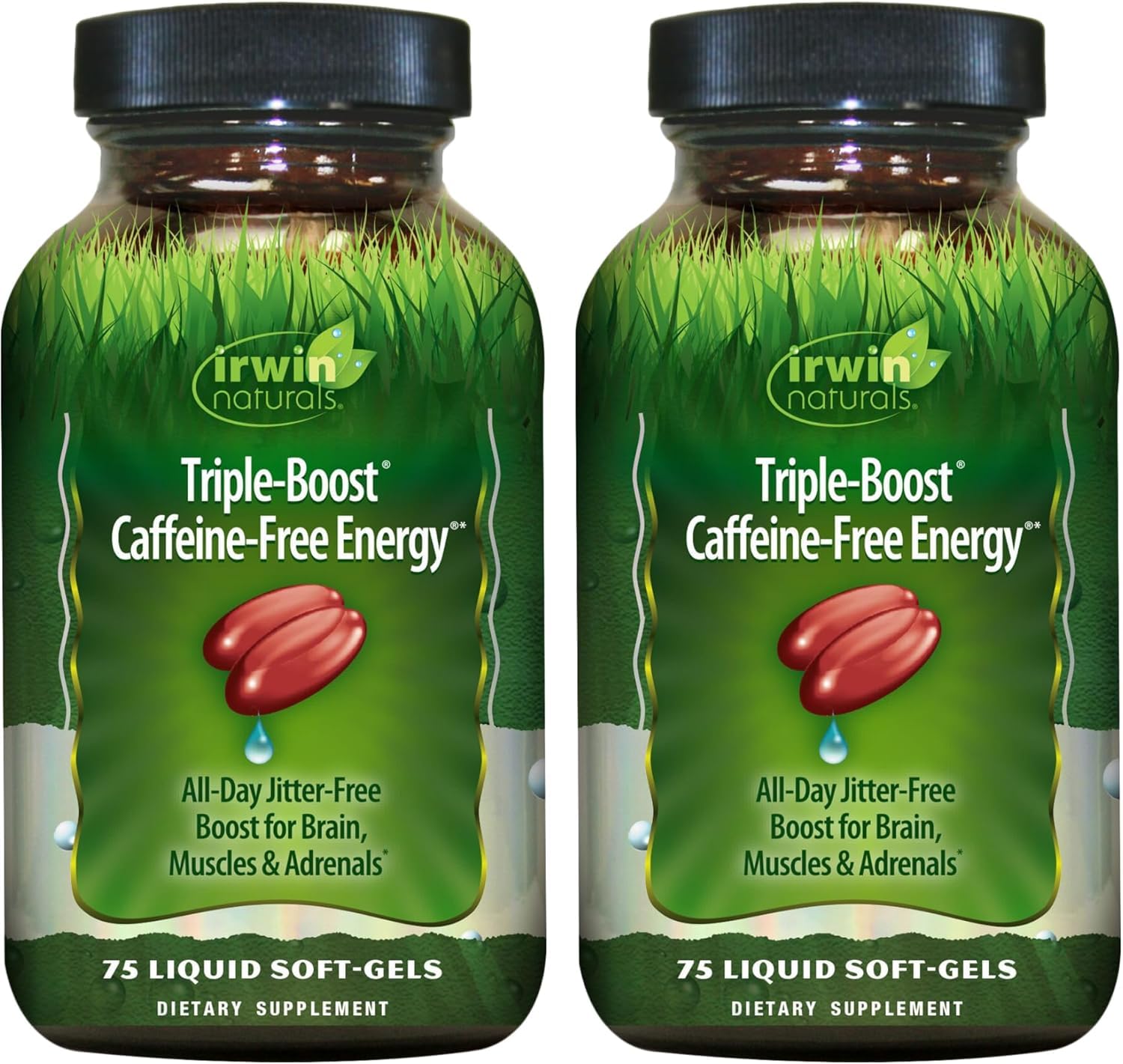 Irwin Naturals Triple Boost énergie sans caféine dans une bouteille.