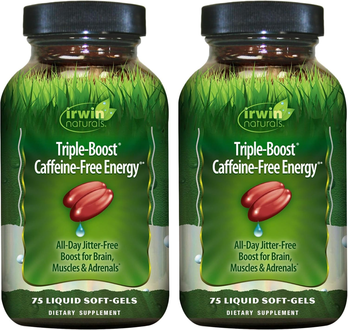 Irwin Naturals Triple Boost énergie sans caféine dans une bouteille.