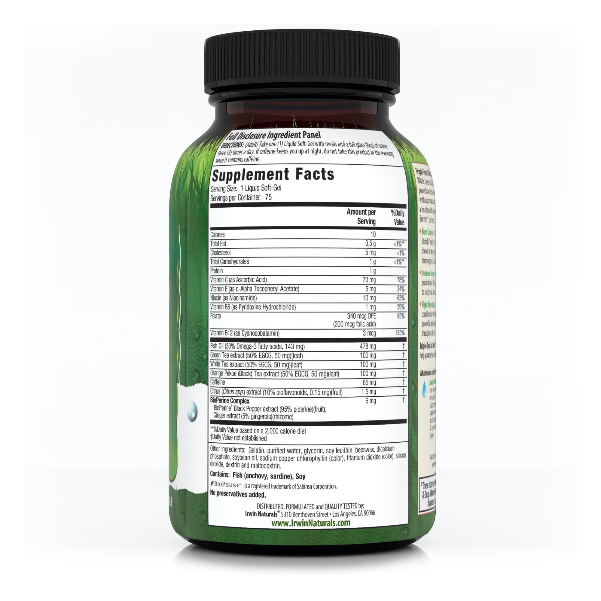 Irwin Naturals Triple Tea Fat Burner - capsule liquide molle pratique pour rester actif.