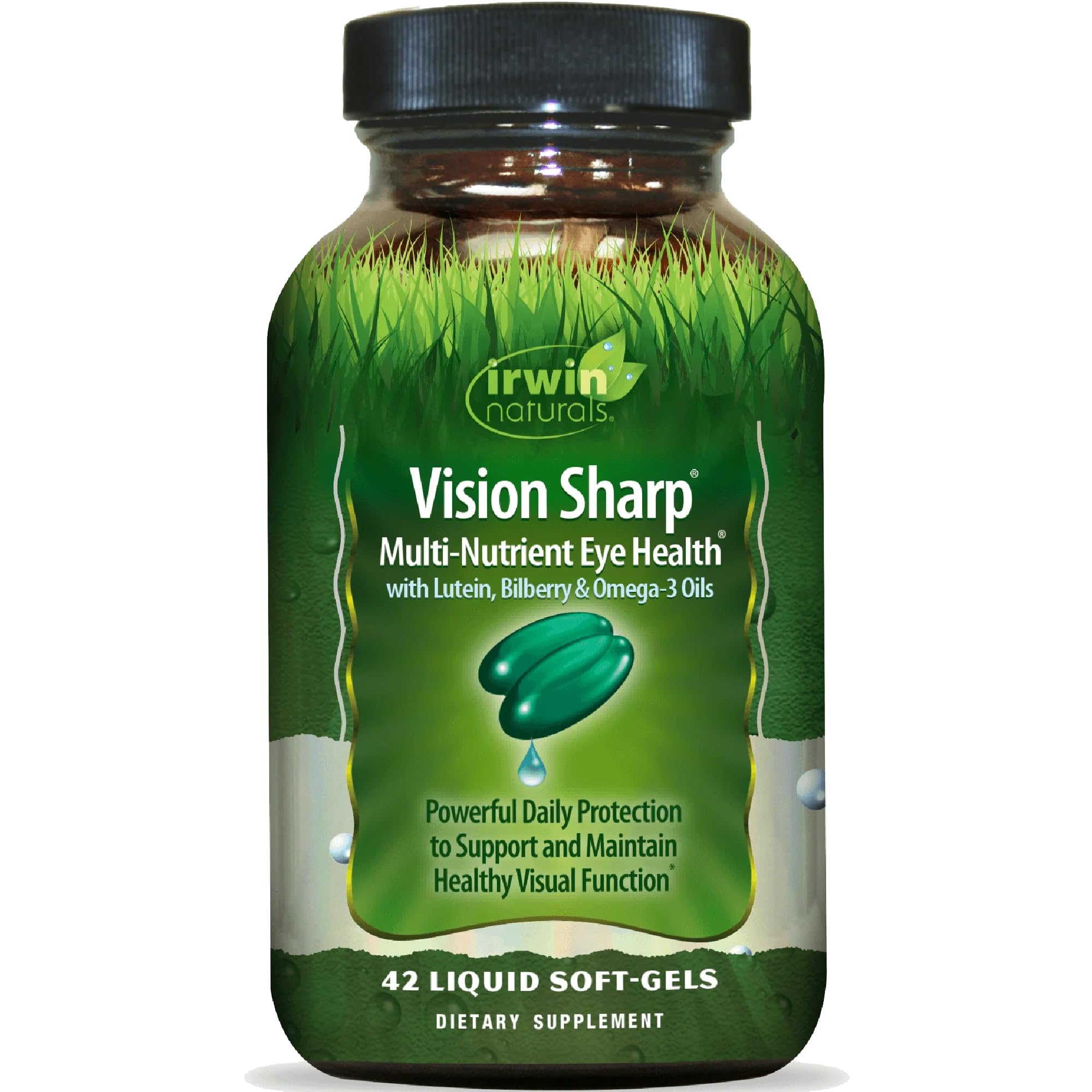 Vision Sharp par Irwin Naturals: bouteille de capsules liquides pour le soutien oculaire