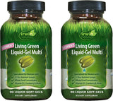 Irwin Naturals Women's Living Green Liquid-Gel Multi, bouteille visible, soutien nutritionnel quotidien pour femmes actives.