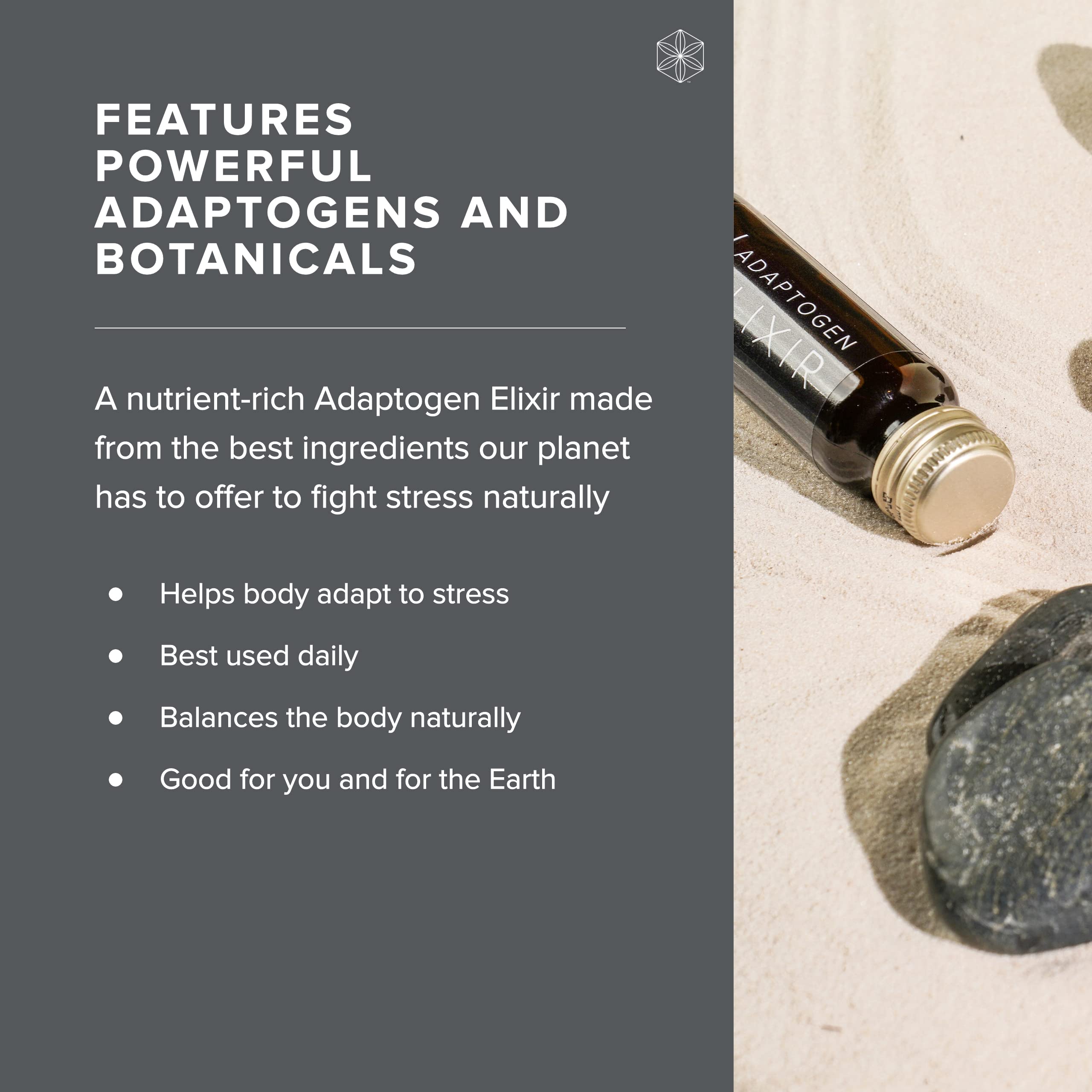 Isagenix Adaptogen Elixir, sans allergènes et sans arômes artificiels.