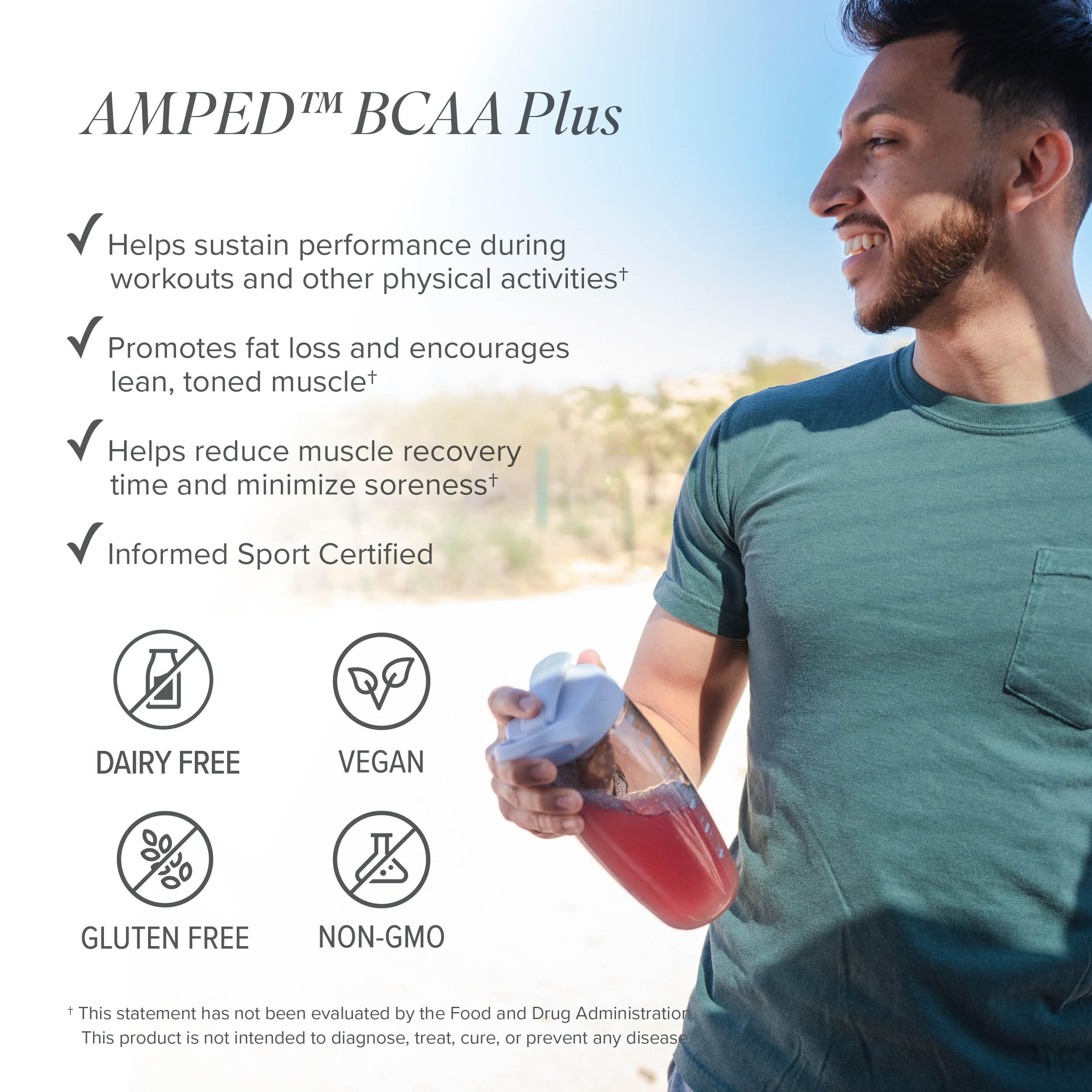 Isagenix AMPED BCAA Plus – goût framboise citronnade apprécié pendant les entraînements intensifs.