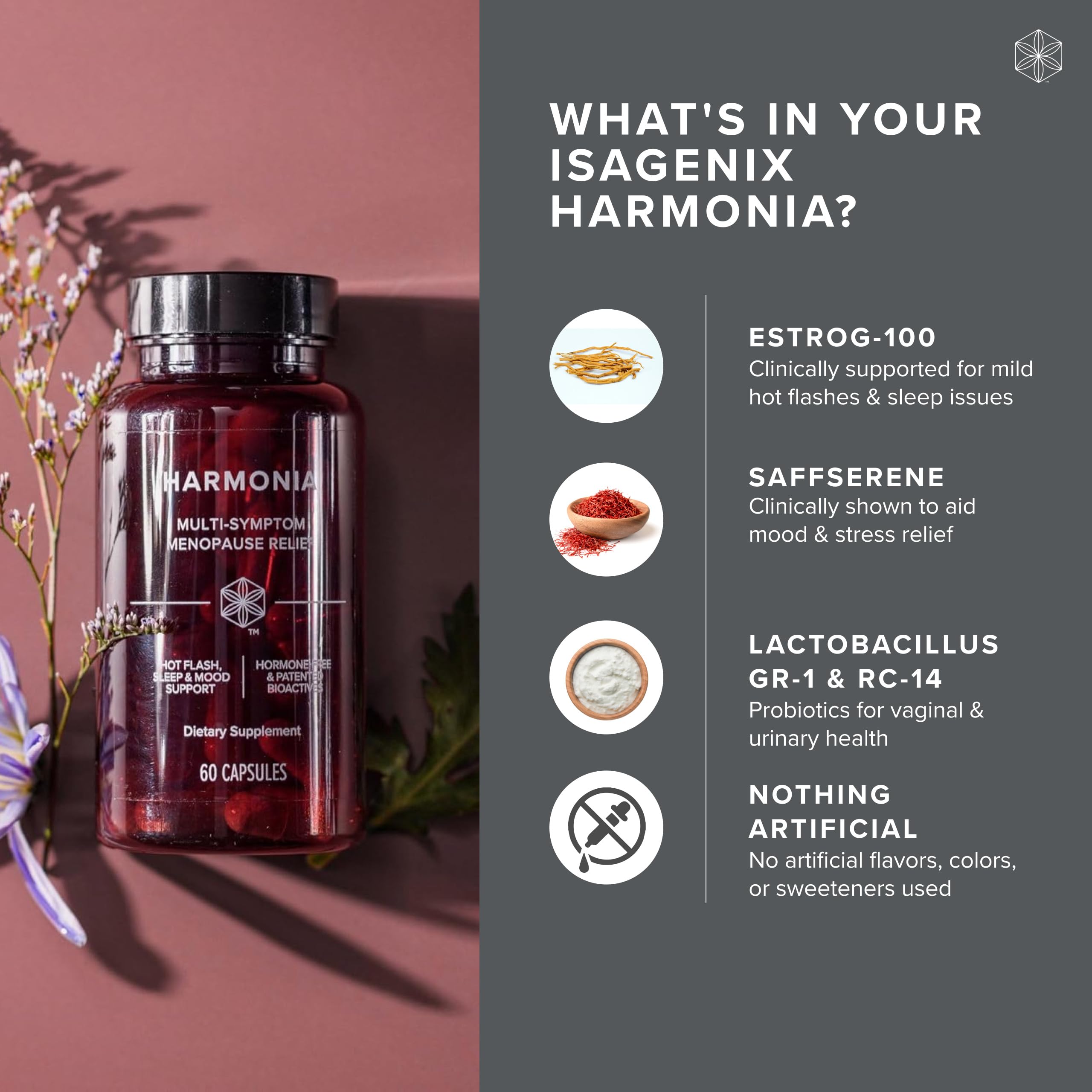 Isagenix Harmonia – bouteille: format capsules facile à prendre