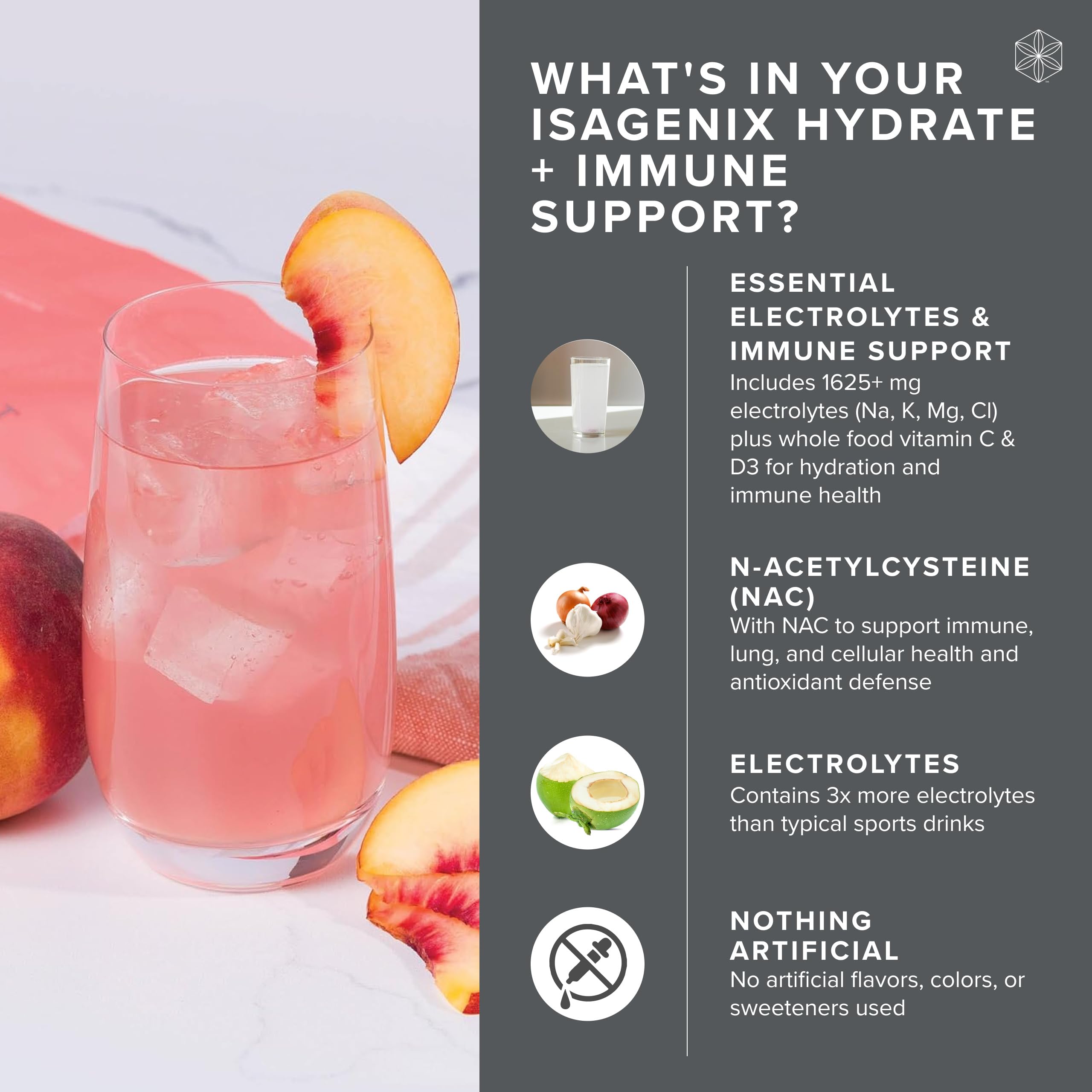 Isagenix Hydrate Immunité verseur dans l'eau, démonstration de mélange facile.