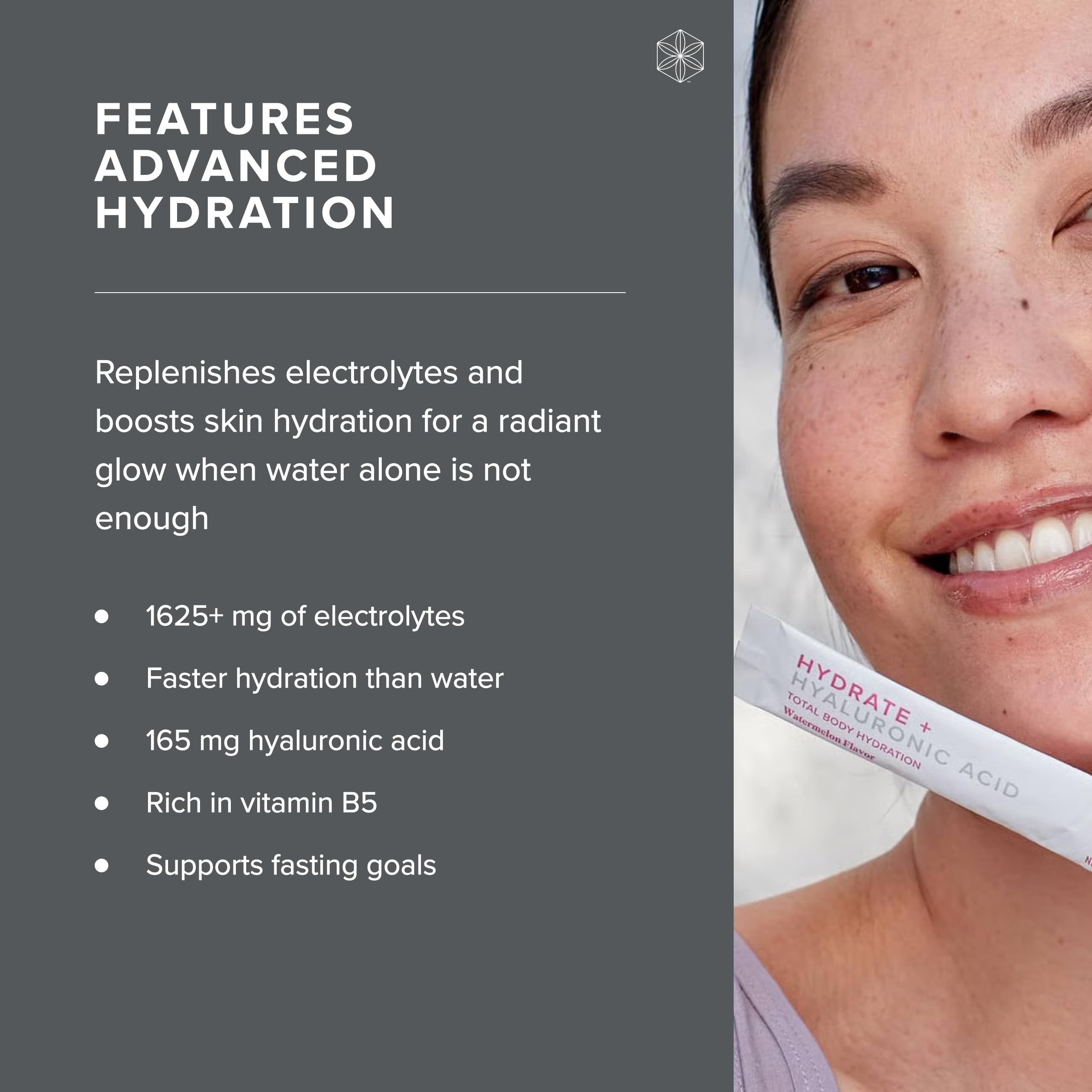 Isagenix Hydrate : sachet sans sucre ajouté pour une hydratation légère.