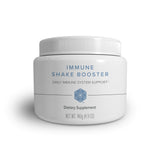 Bouteille Isagenix Immune Shake Booster montrant le produit et son soutien immunitaire potentiel.
