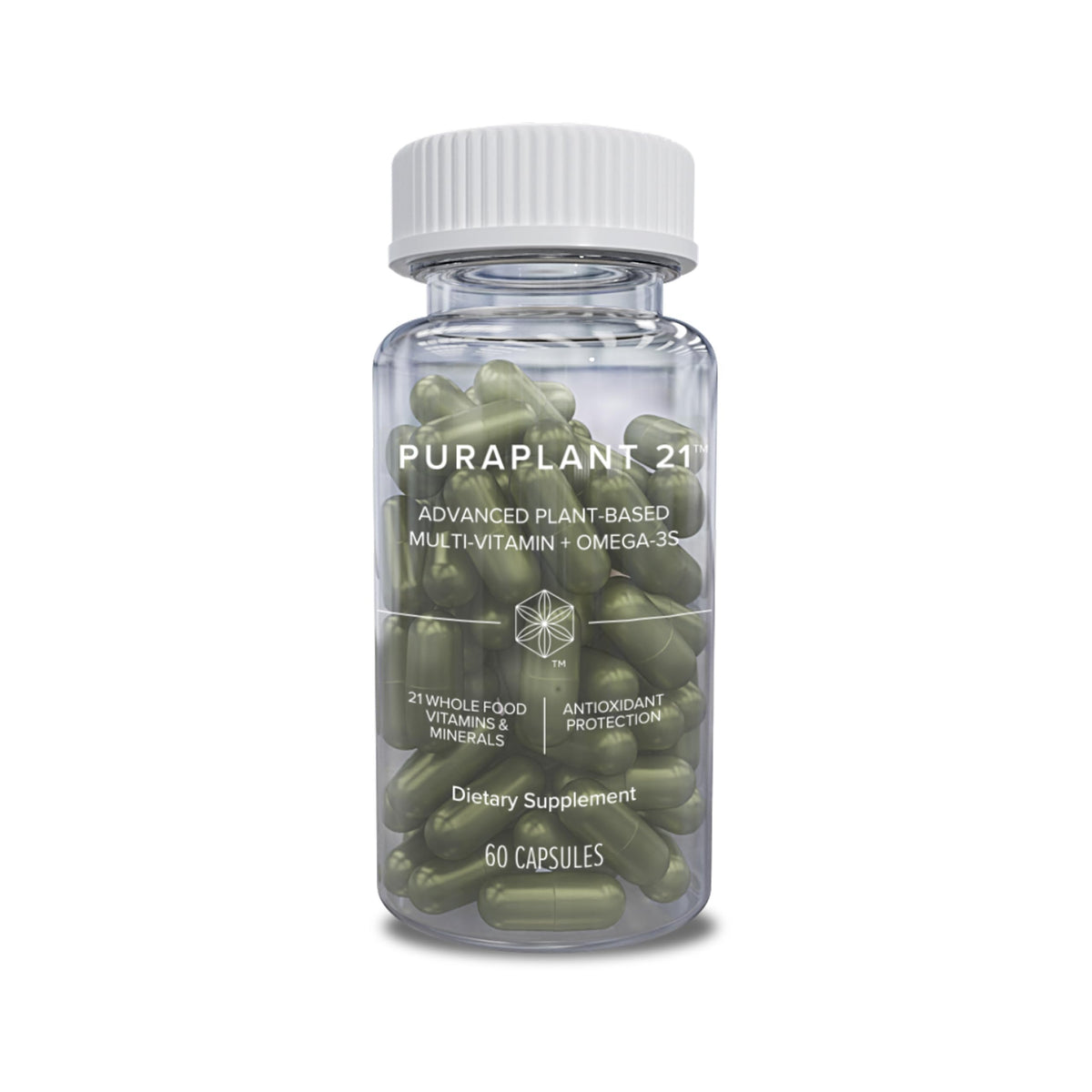 Isagenix PuraPlant21 — bouteille-pilules, soutien énergétique quotidien grâce à des nutriments biologiques.