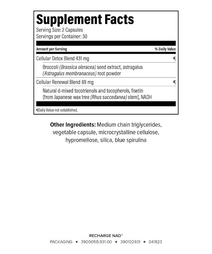 Isagenix Recharge NAD, capsules en gros plan démontrant la libération ciblée et l'absorption optimisée.