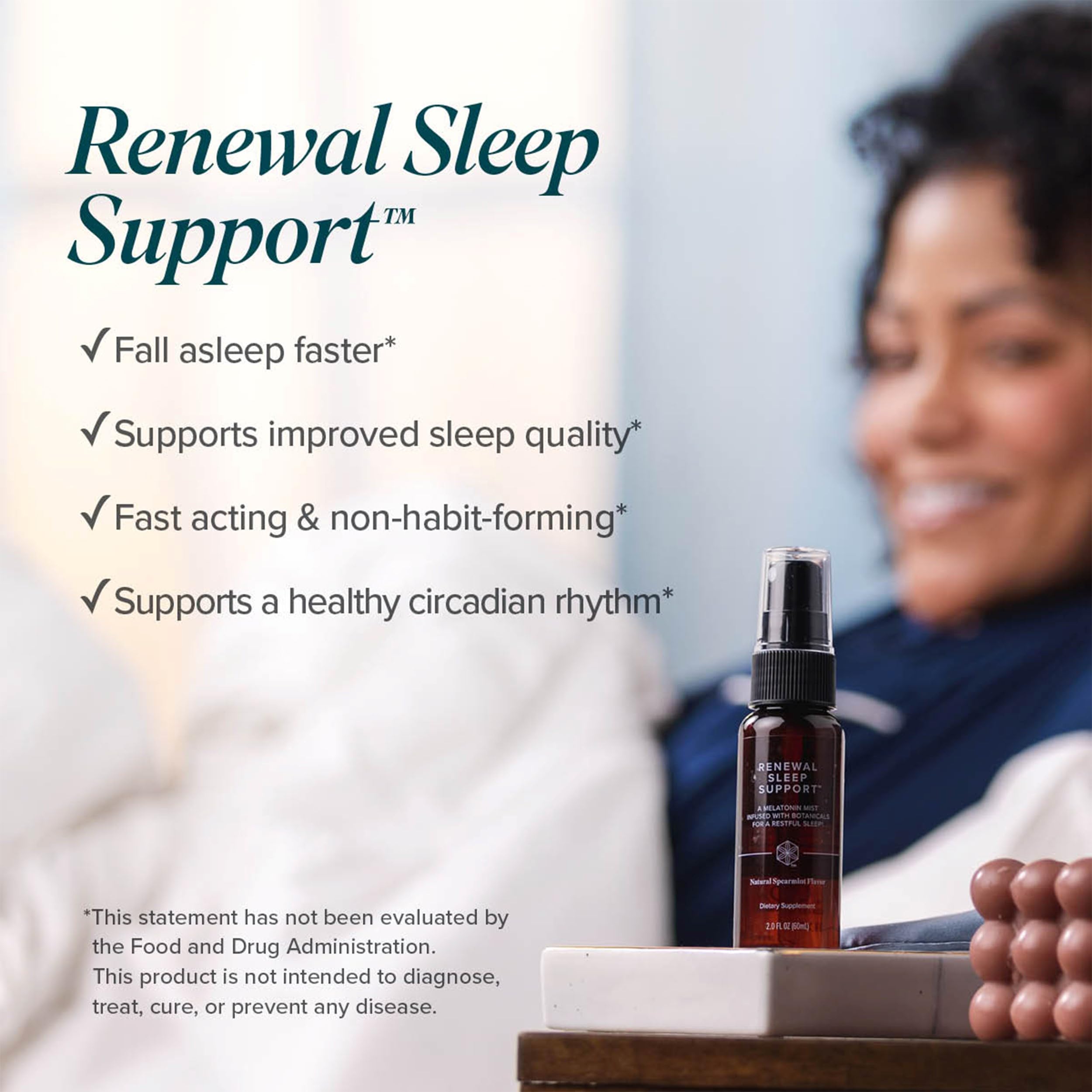 Isagenix Renewal Sleep Support, spray sous-langue rapide pour cycle veille-sommeil équilibré.