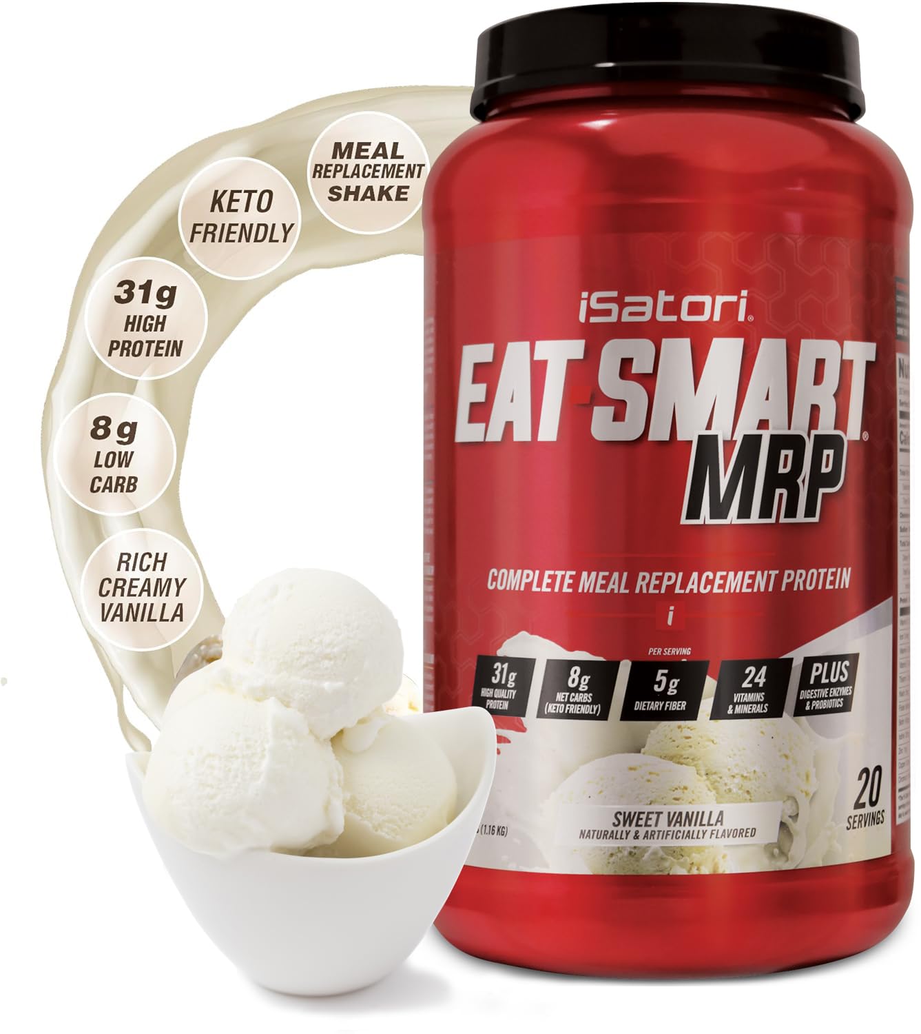 iSatori Eat Smart MRP: shake vanille dans un verre pour un repas rapide