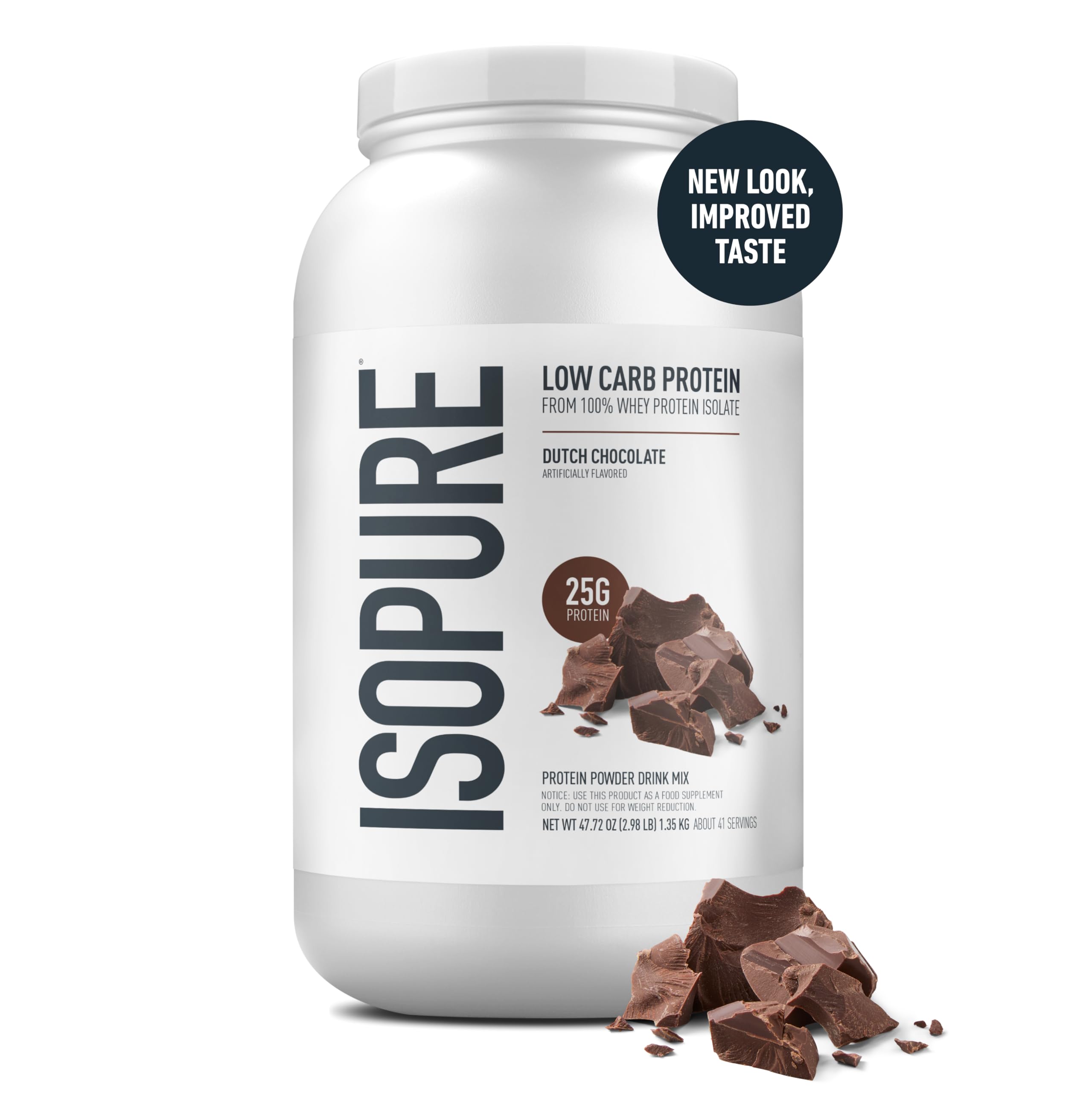 Isopure protéine isolate chocolat néerlandais doseur pratique pour doser 25 g par portion