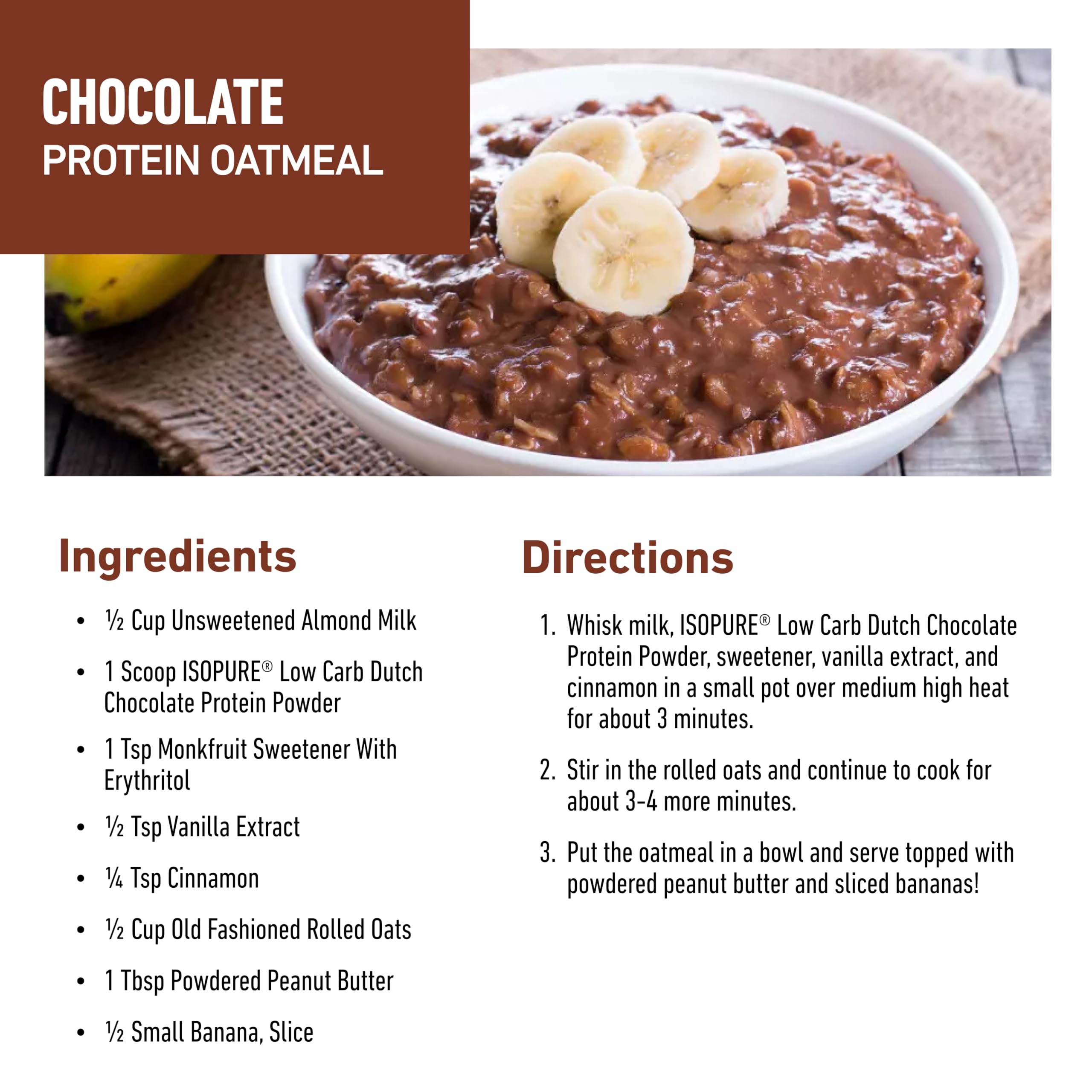 Isopure protéine isolate chocolat néerlandais préparation smoothie facile