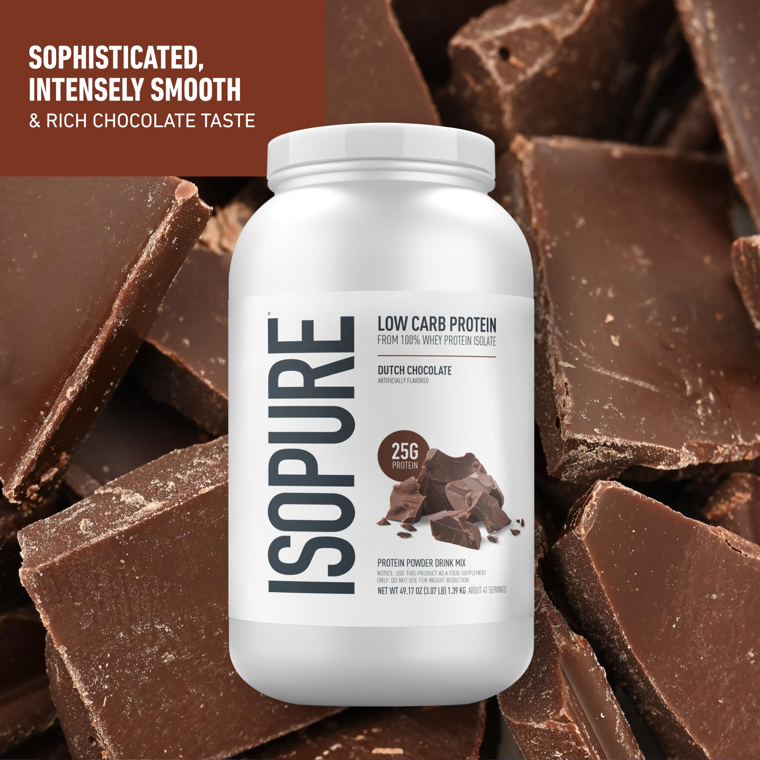 Isopure protéine isolate chocolat néerlandais shaker prêt à mélanger
