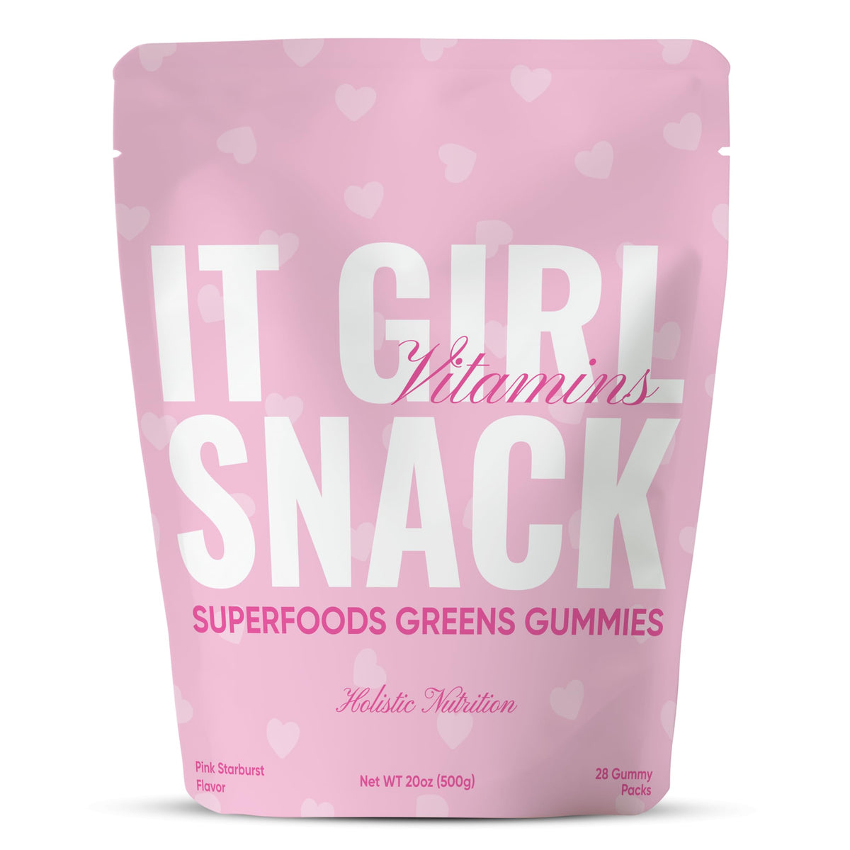 It Girl Vitamins gommes emballage rose pour une routine pratique.