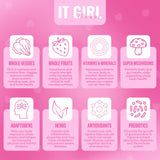 It Girl Vitamins gommes utilisation quotidienne, pratique à emporter.