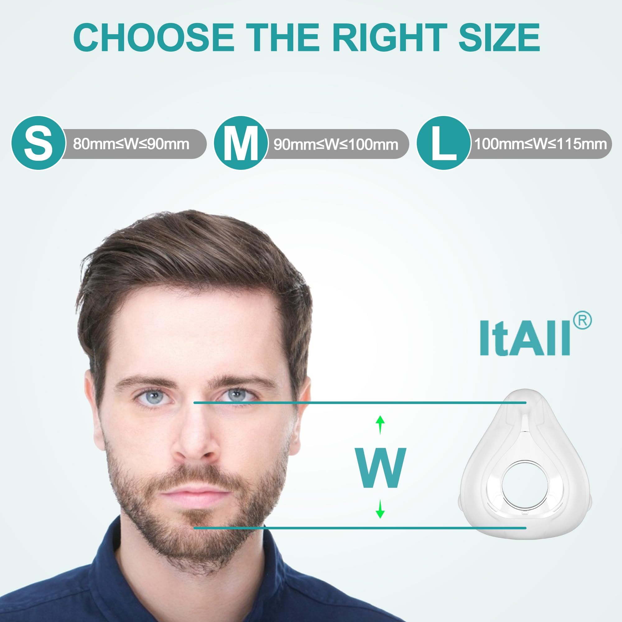 ItAll AirFit F20 tailles Petit Moyen Grand: ajustement adapté à chaque visage.