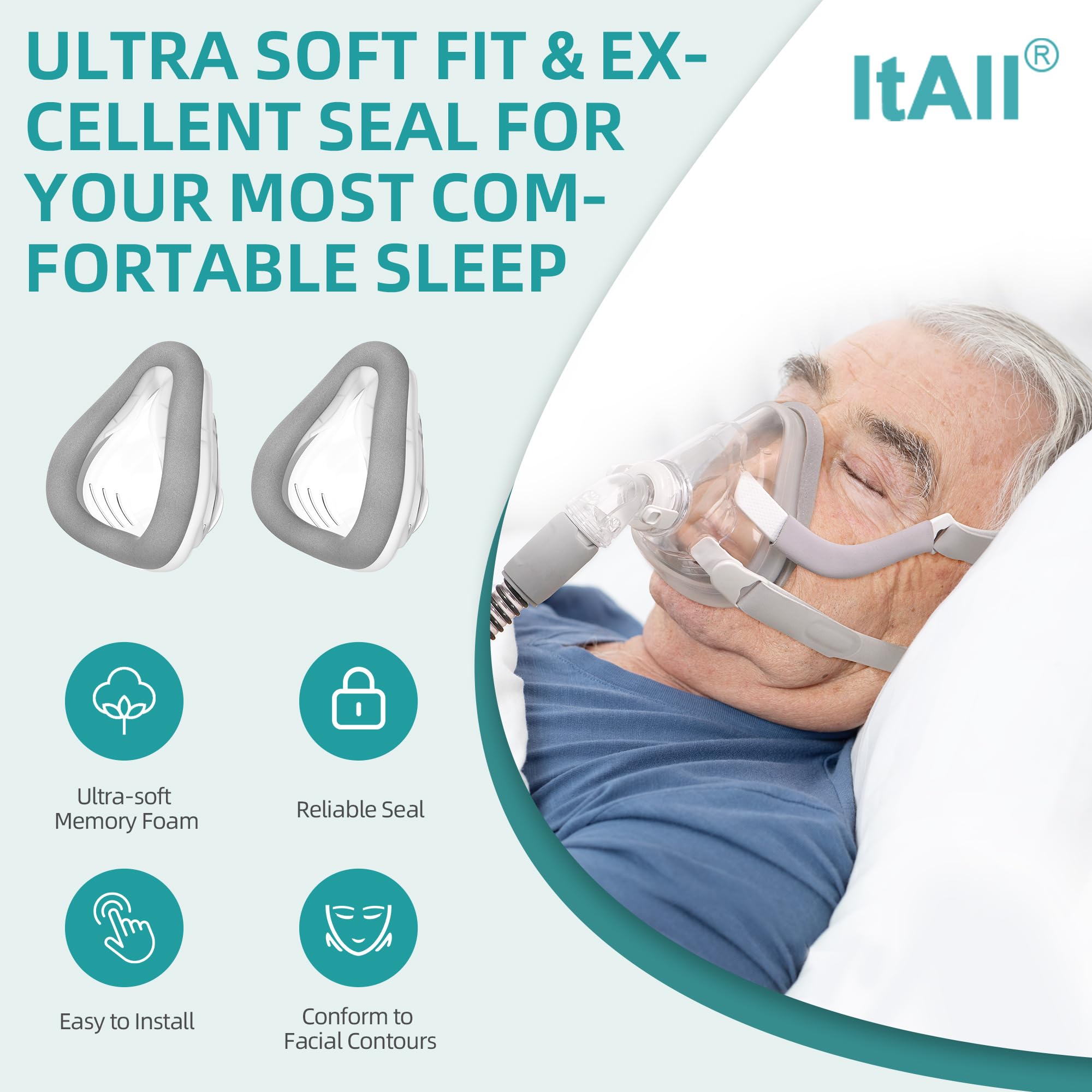 ItAll coussin face plein en mousse mémoire pour douceur nocturne